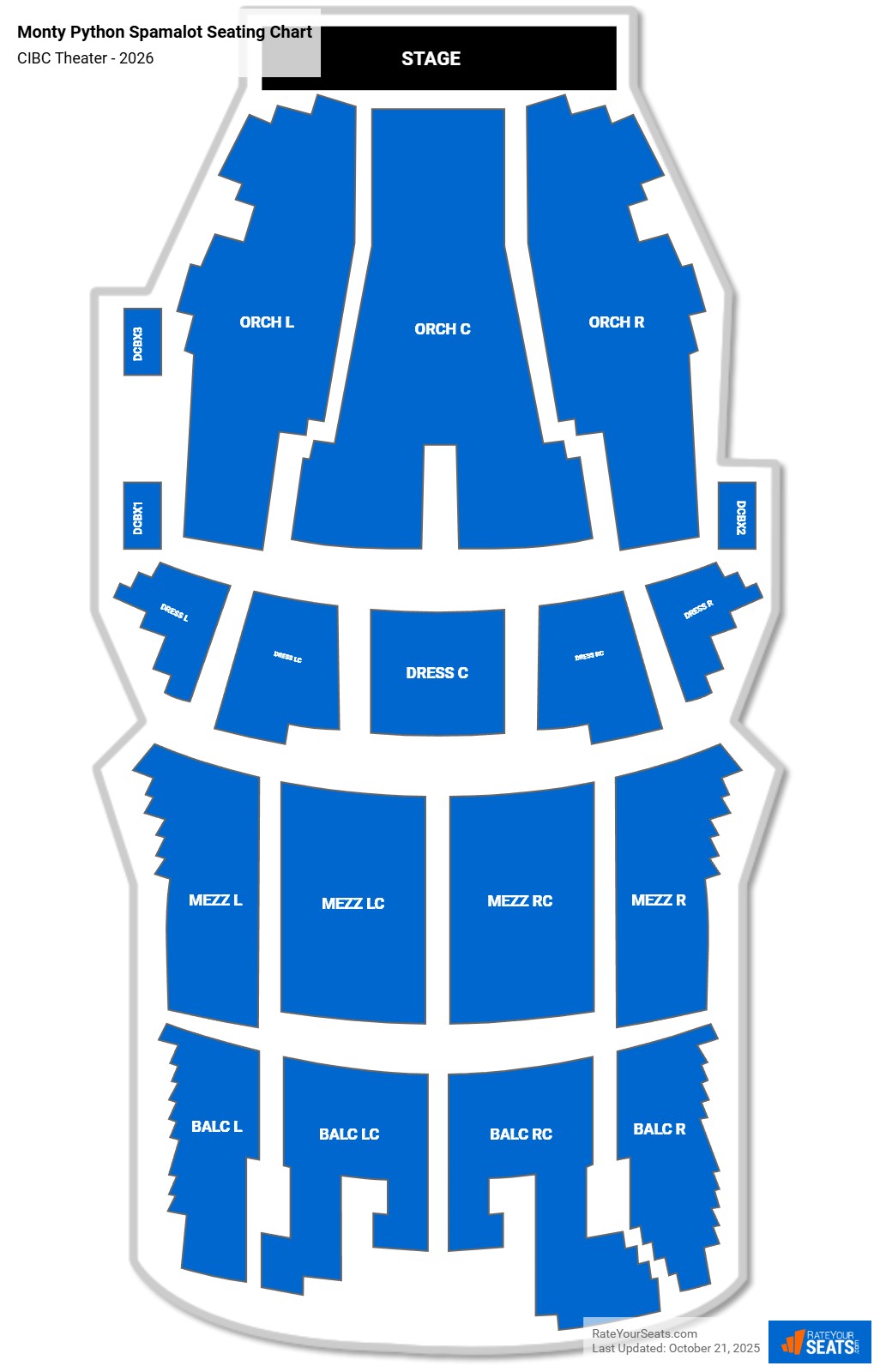 Monty Python Spamalot seating chart CIBC Theater