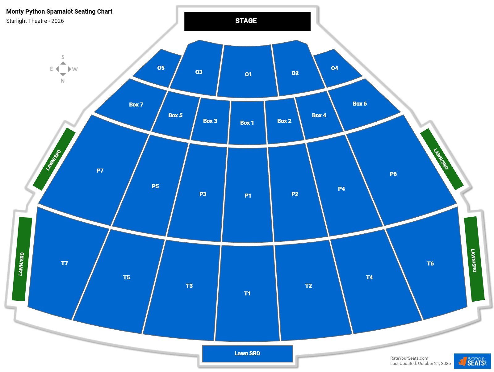 Monty Python Spamalot seating chart Starlight Theatre