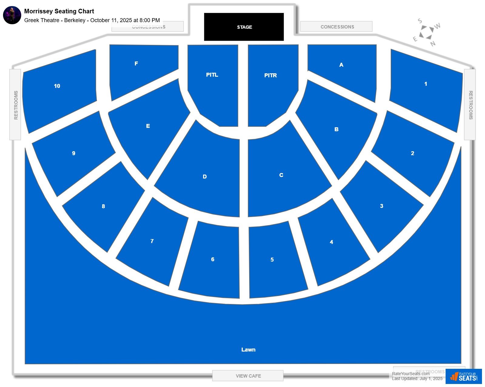 Morrissey seating chart Greek Theatre - Berkeley
