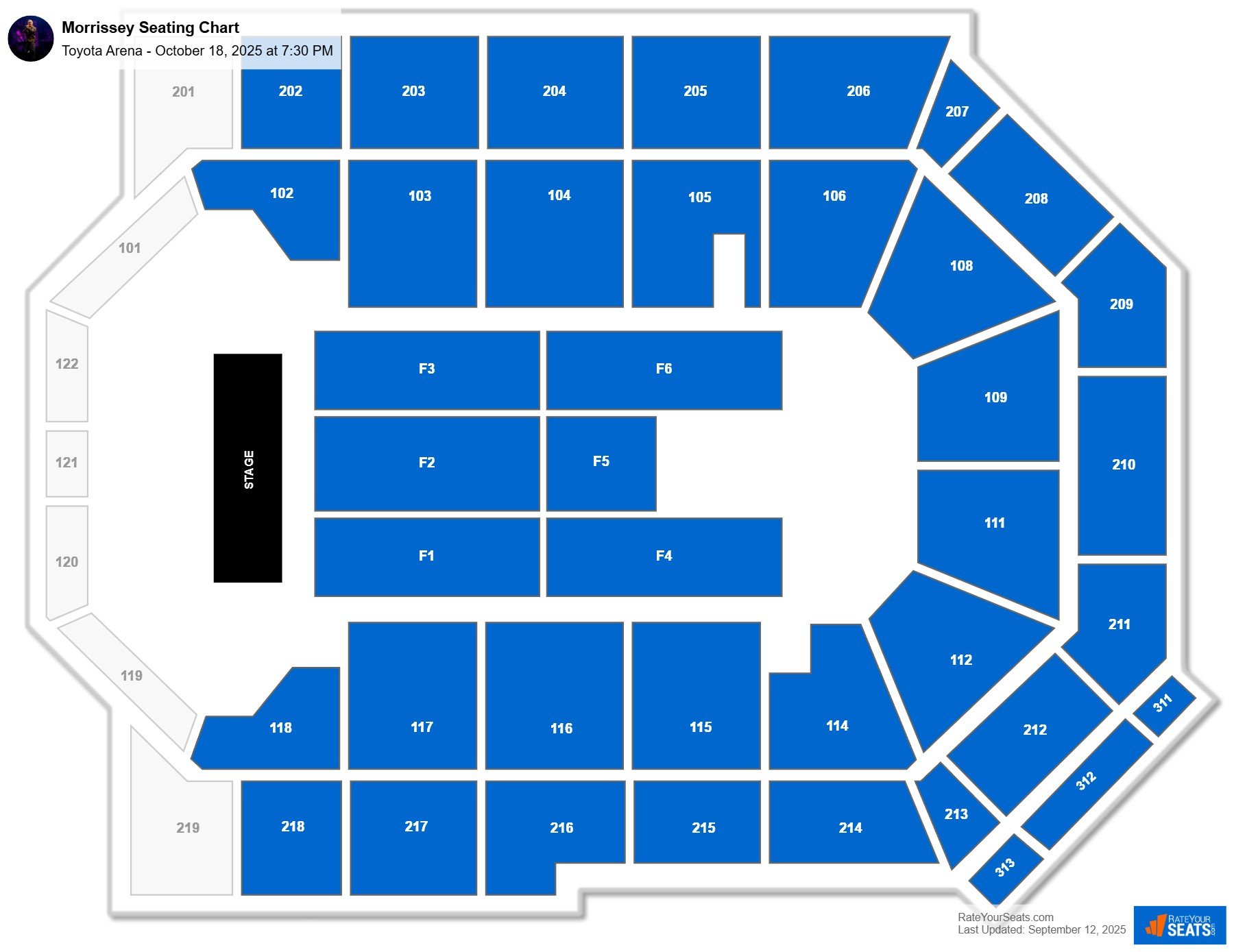 Morrissey seating chart Toyota Arena