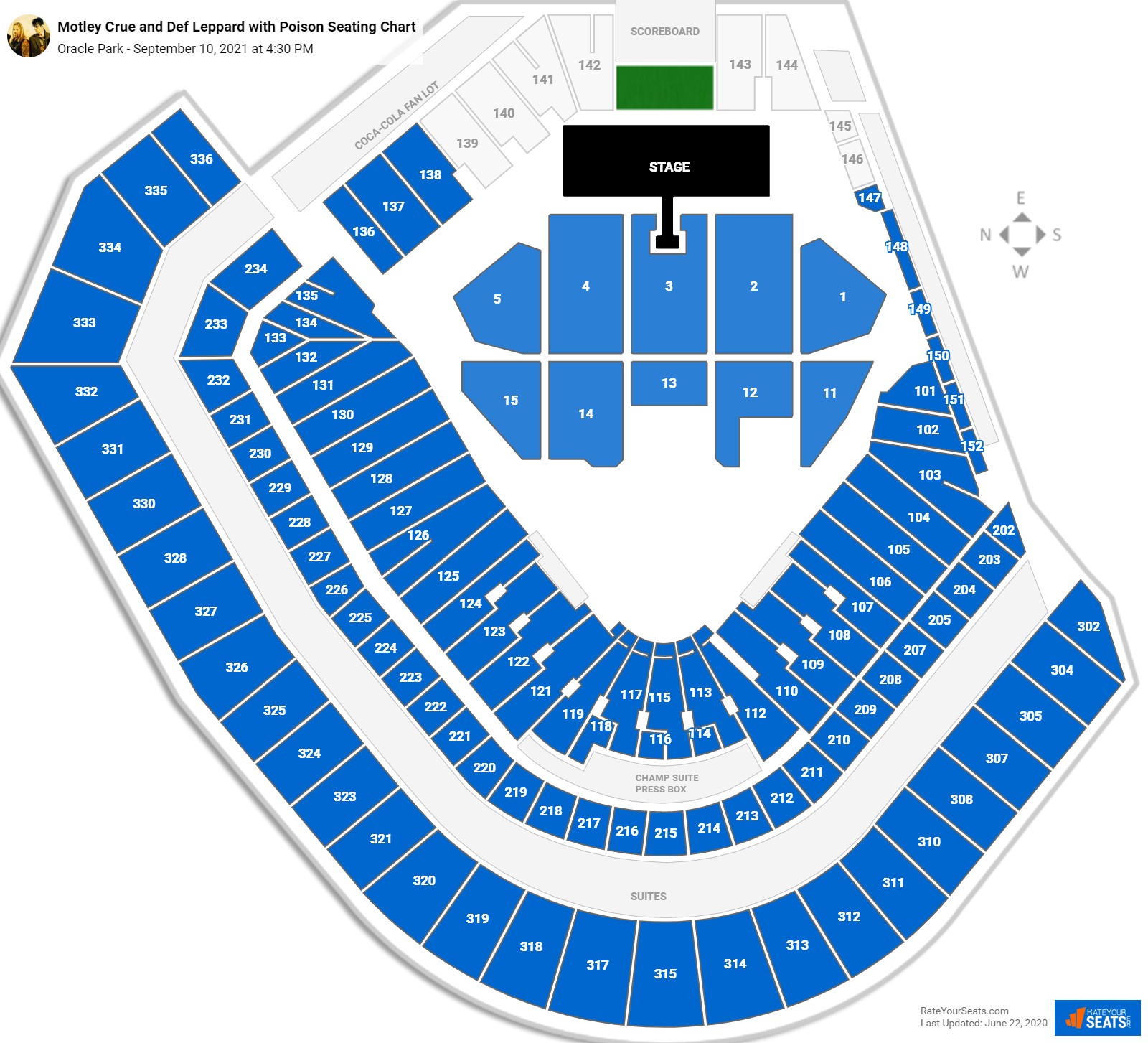 Oracle Park Seating Charts for Concerts