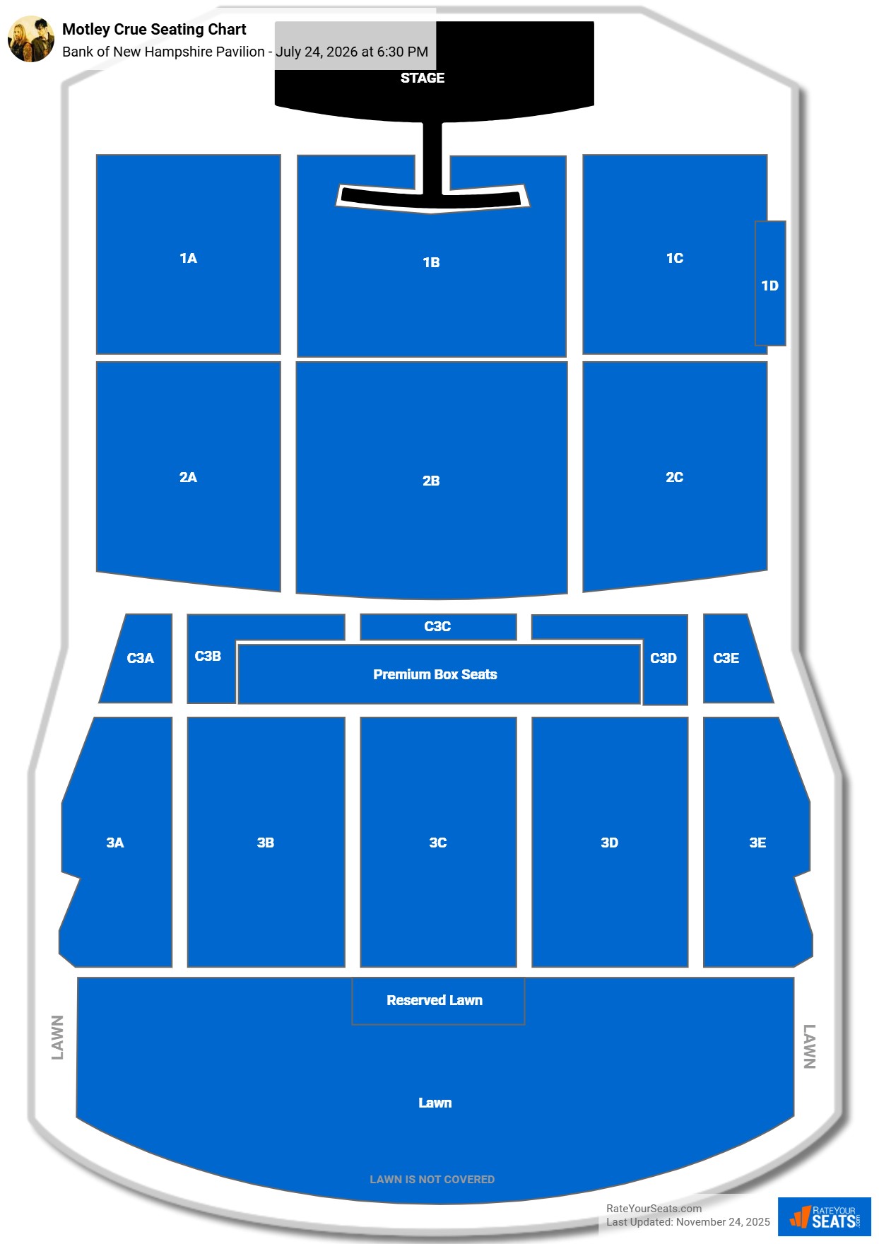 Motley Crue seating chart Bank of New Hampshire Pavilion
