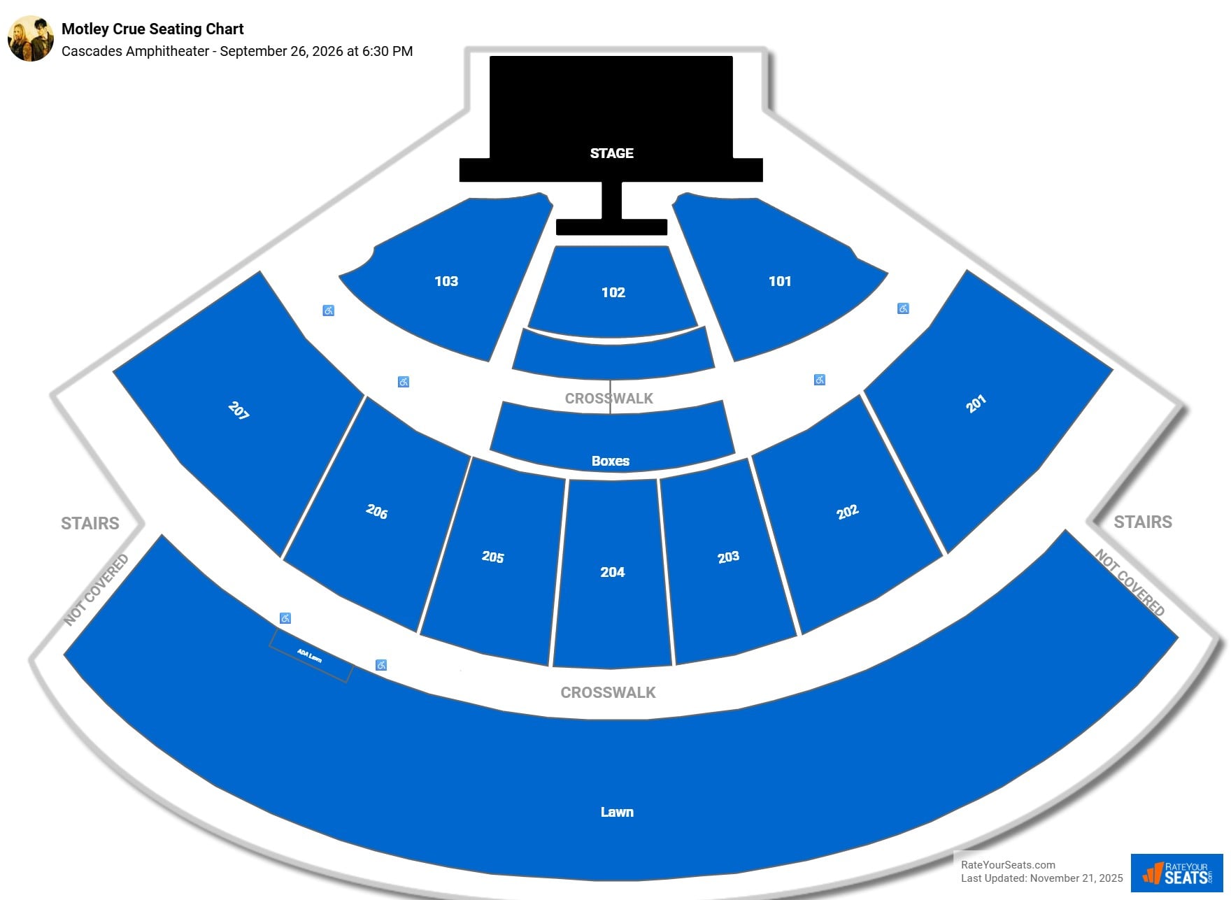 Motley Crue seating chart Cascades Amphitheater