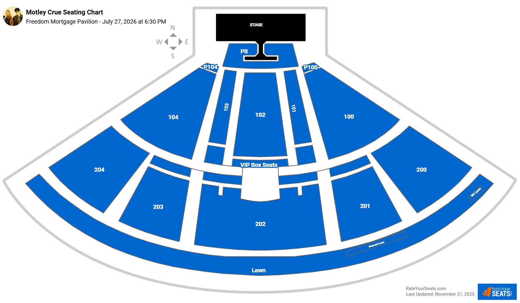 Motley Crue seating chart Freedom Mortgage Pavilion