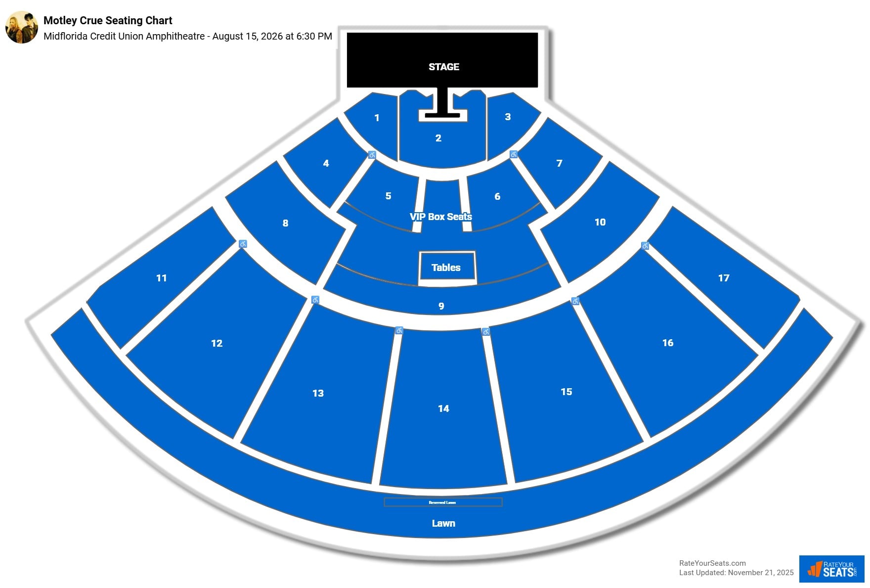 Motley Crue seating chart Midflorida Credit Union Amphitheatre