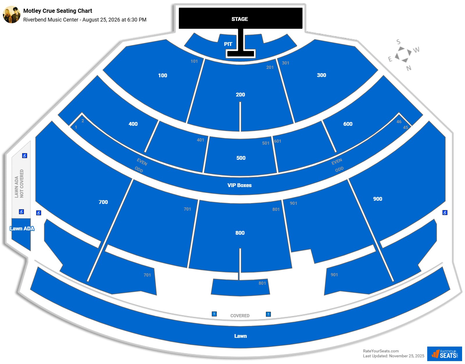 Motley Crue seating chart Riverbend Music Center