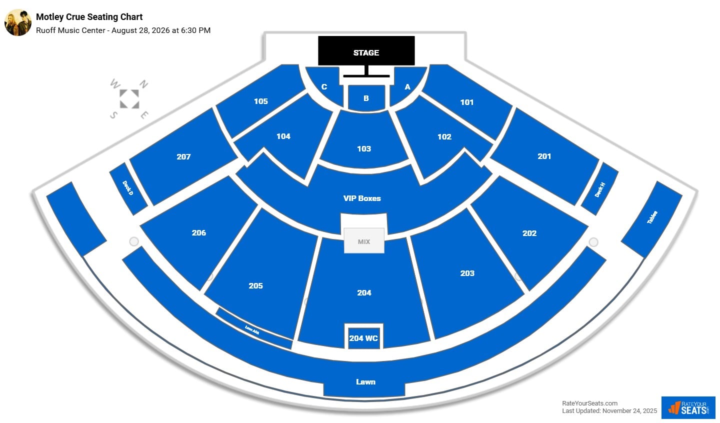 Motley Crue seating chart Ruoff Music Center