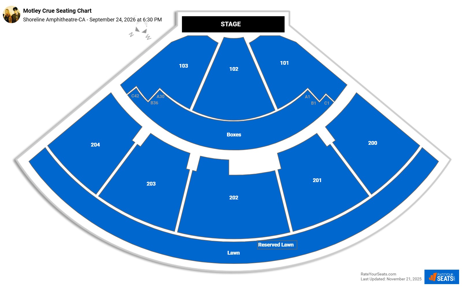 Motley Crue seating chart Shoreline Amphitheatre-CA