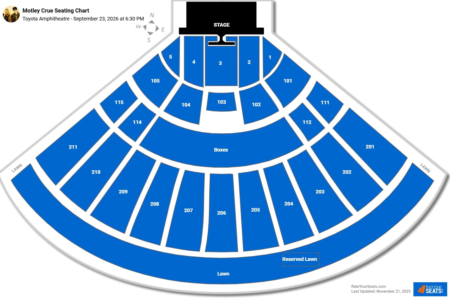 Motley Crue seating chart Toyota Amphitheatre