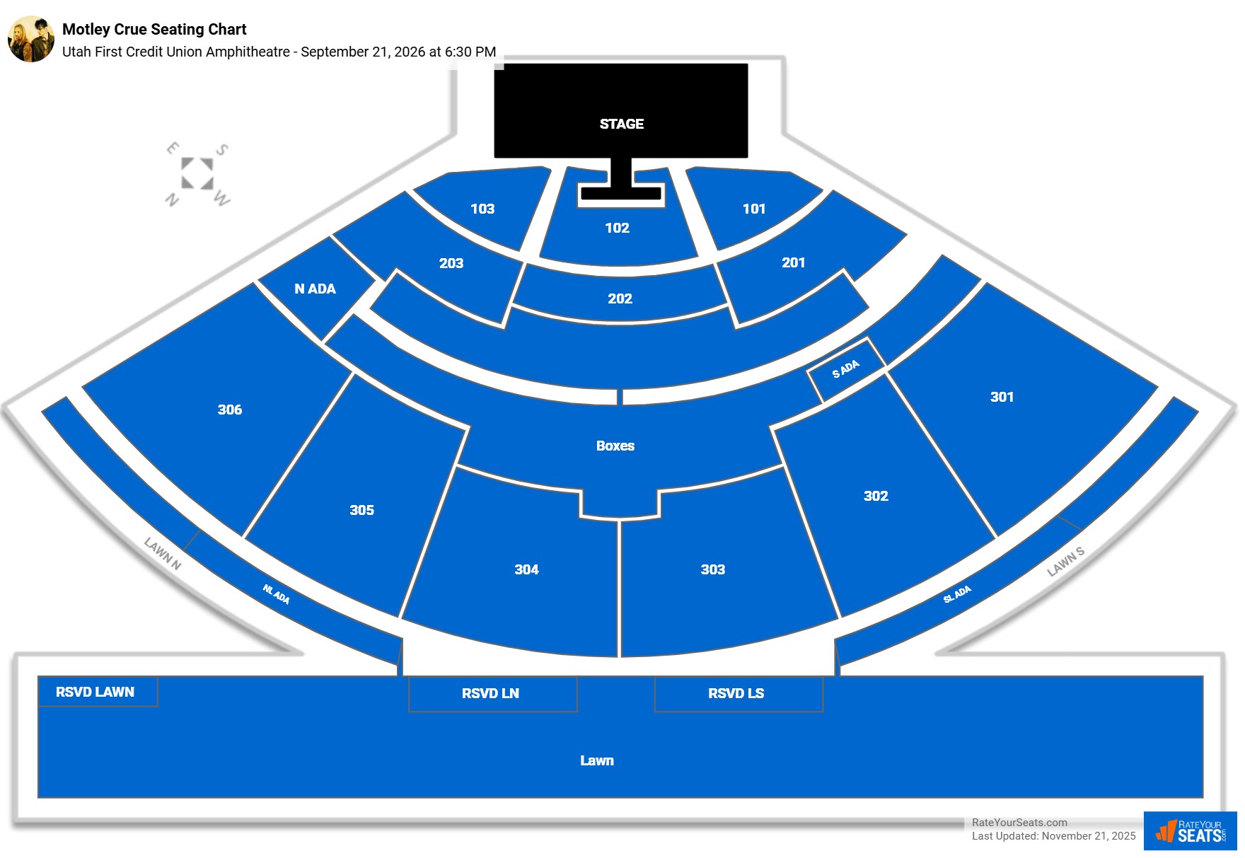 Motley Crue seating chart Utah First Credit Union Amphitheatre