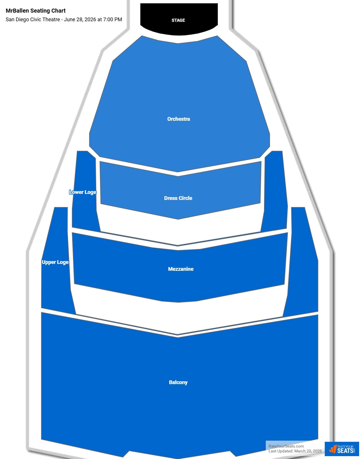 MrBallen seating chart San Diego Civic Theatre