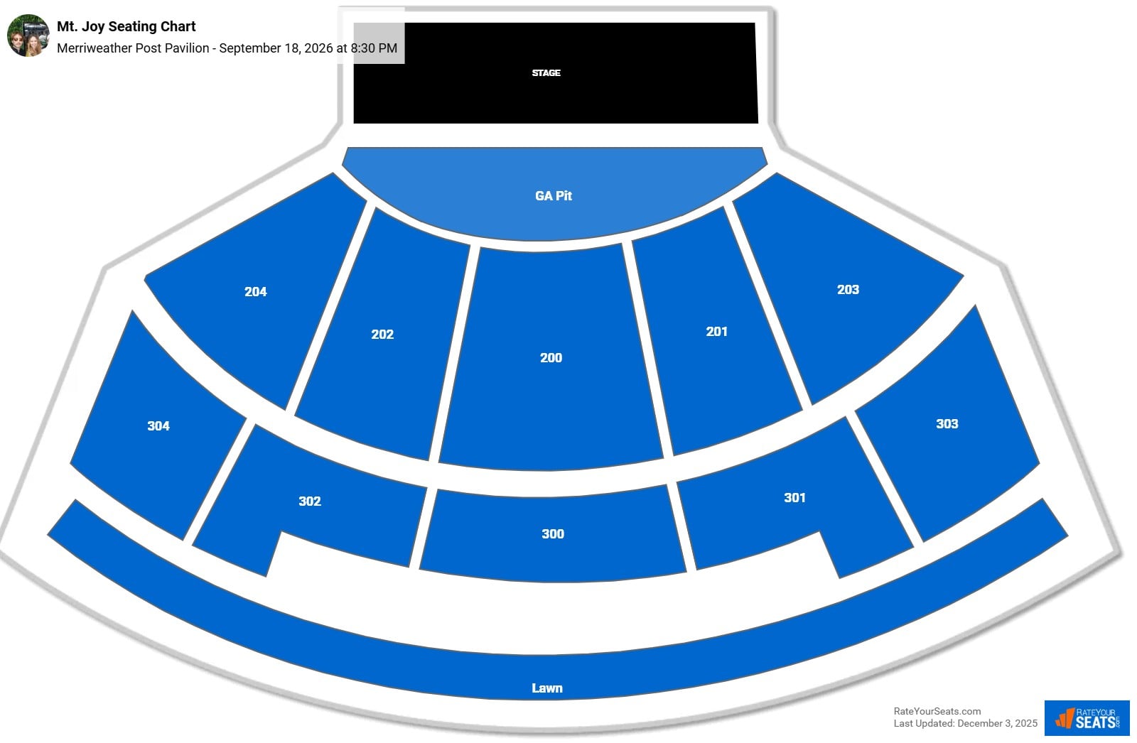 Mt. Joy seating chart Merriweather Post Pavilion