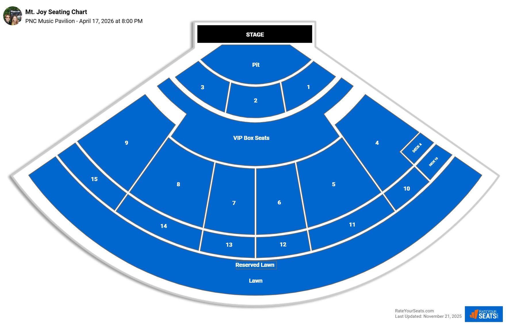 Mt. Joy seating chart PNC Music Pavilion