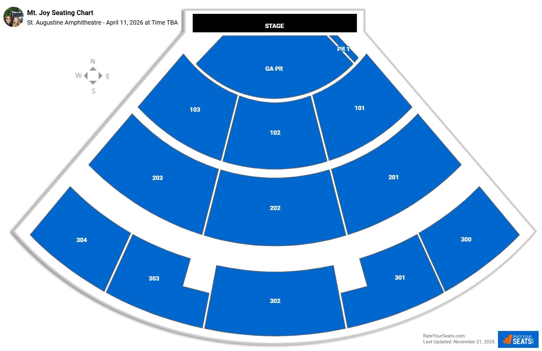 Mt. Joy seating chart St. Augustine Amphitheatre