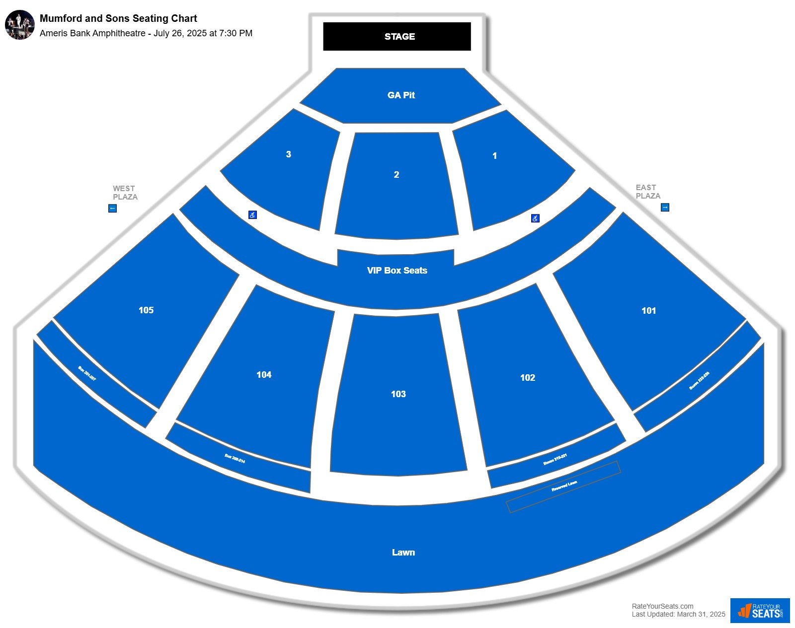 Mumford and Sons seating chart Ameris Bank Amphitheatre