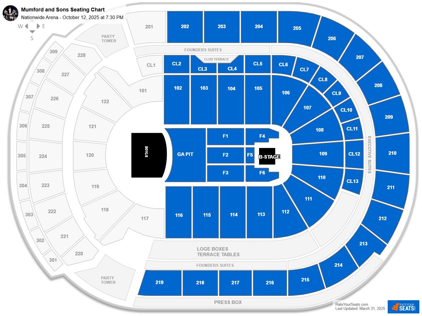Mumford and Sons seating chart Nationwide Arena