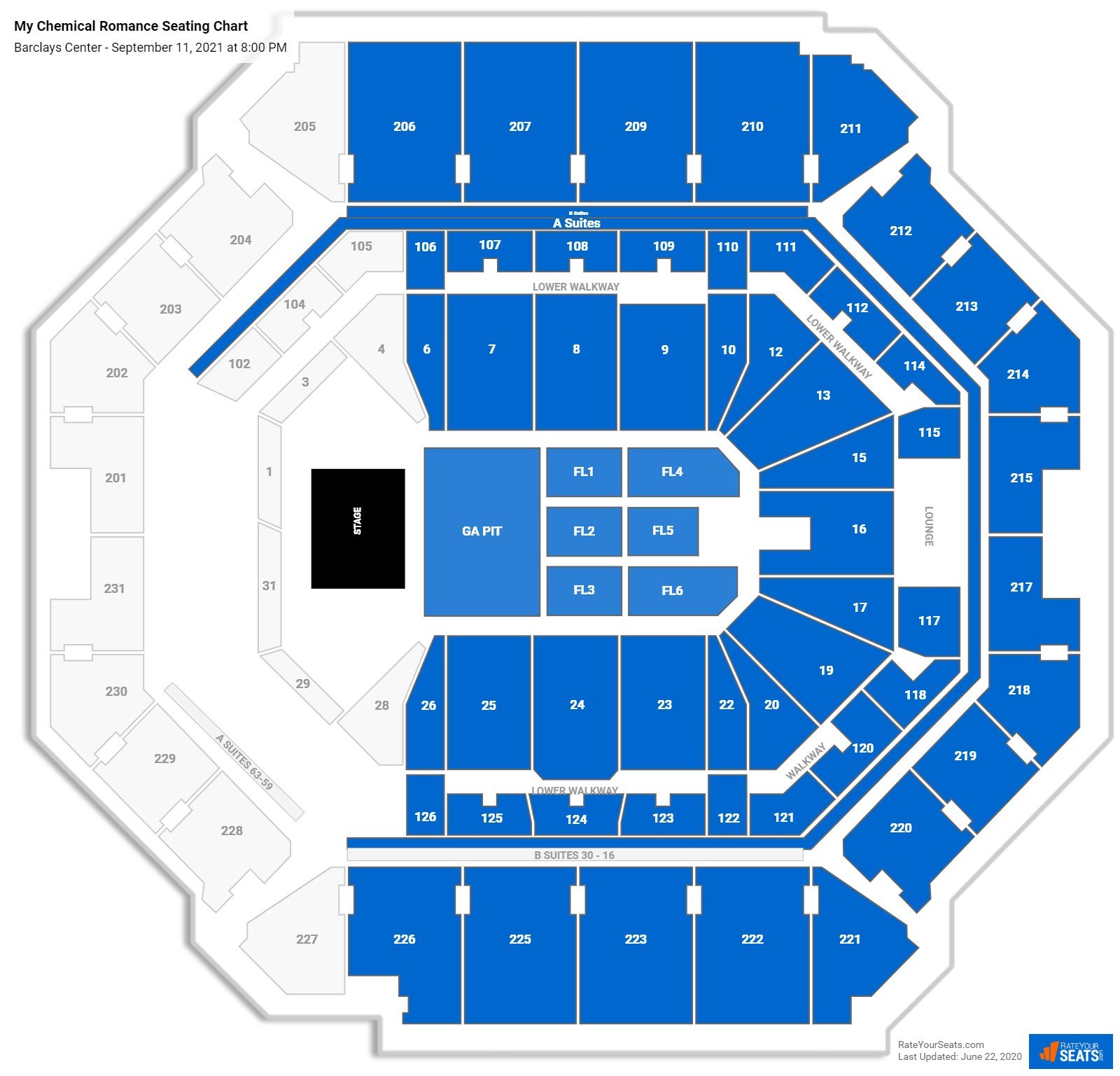 My Chemical Romance seating chart Barclays Center