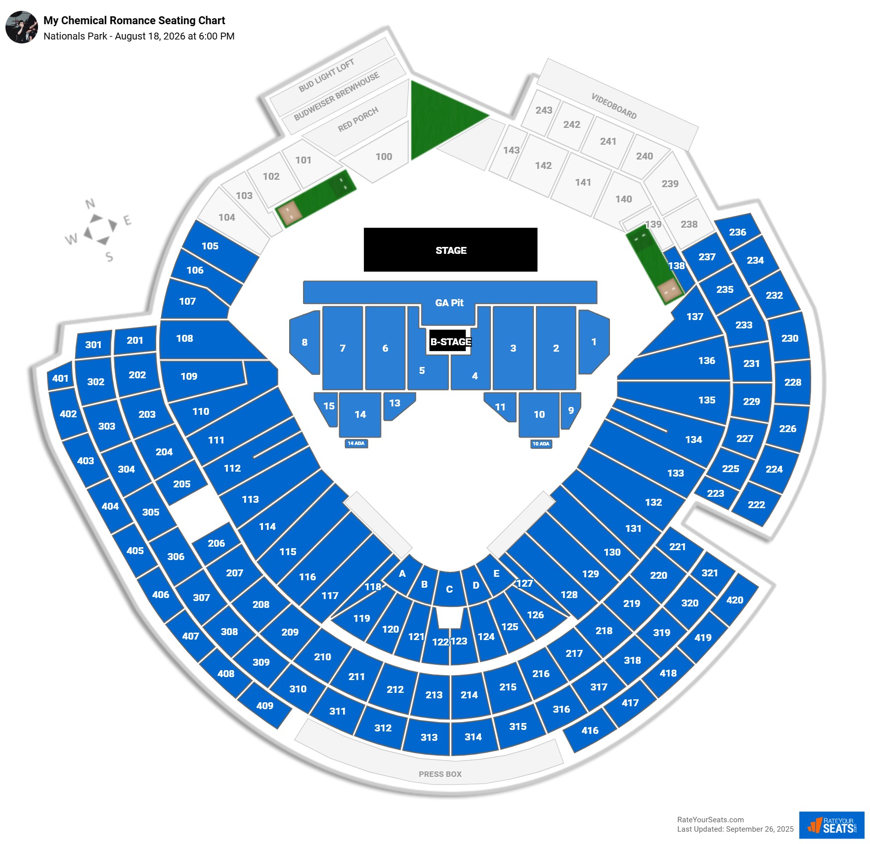 My Chemical Romance seating chart Nationals Park