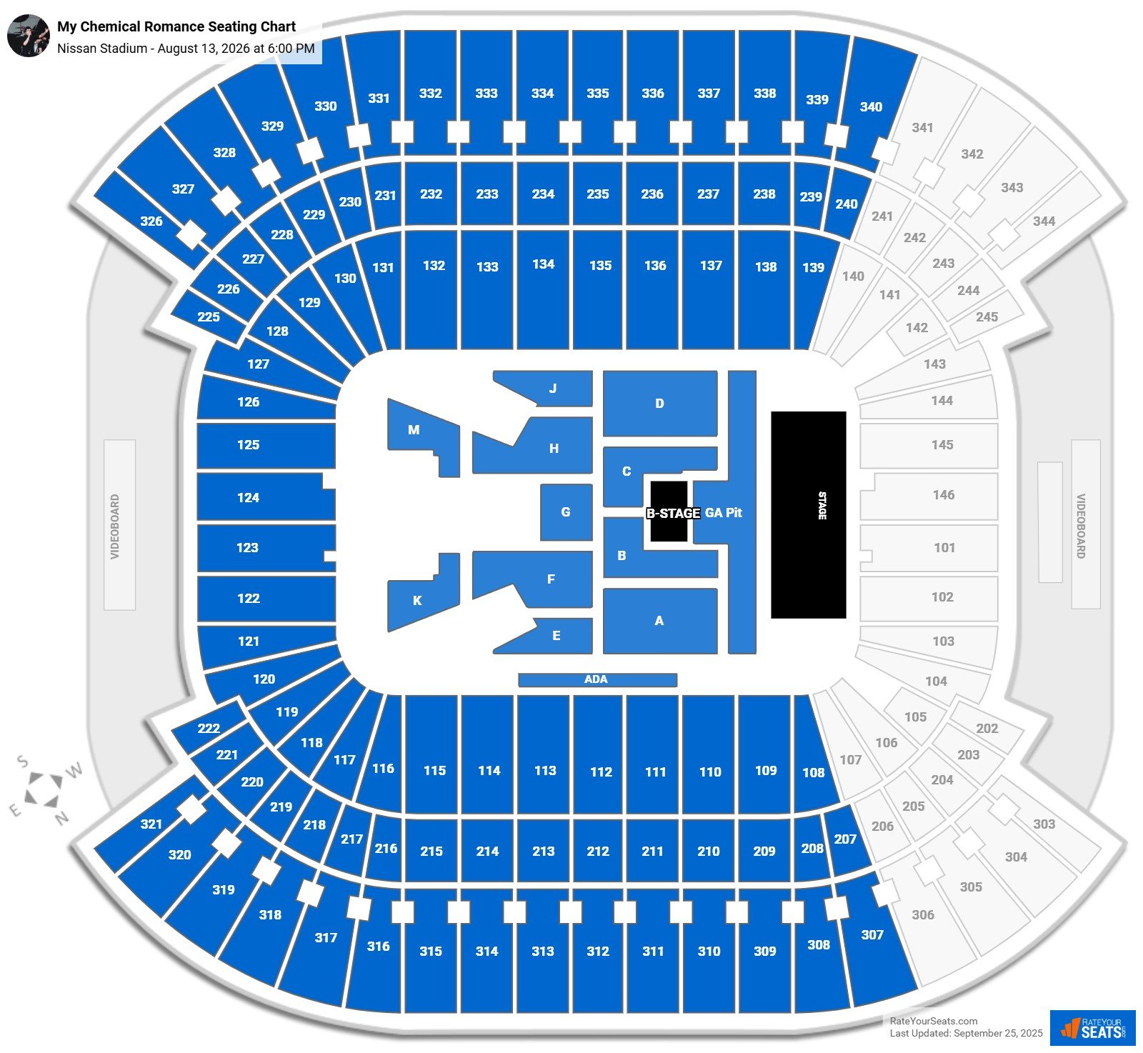 My Chemical Romance seating chart Nissan Stadium