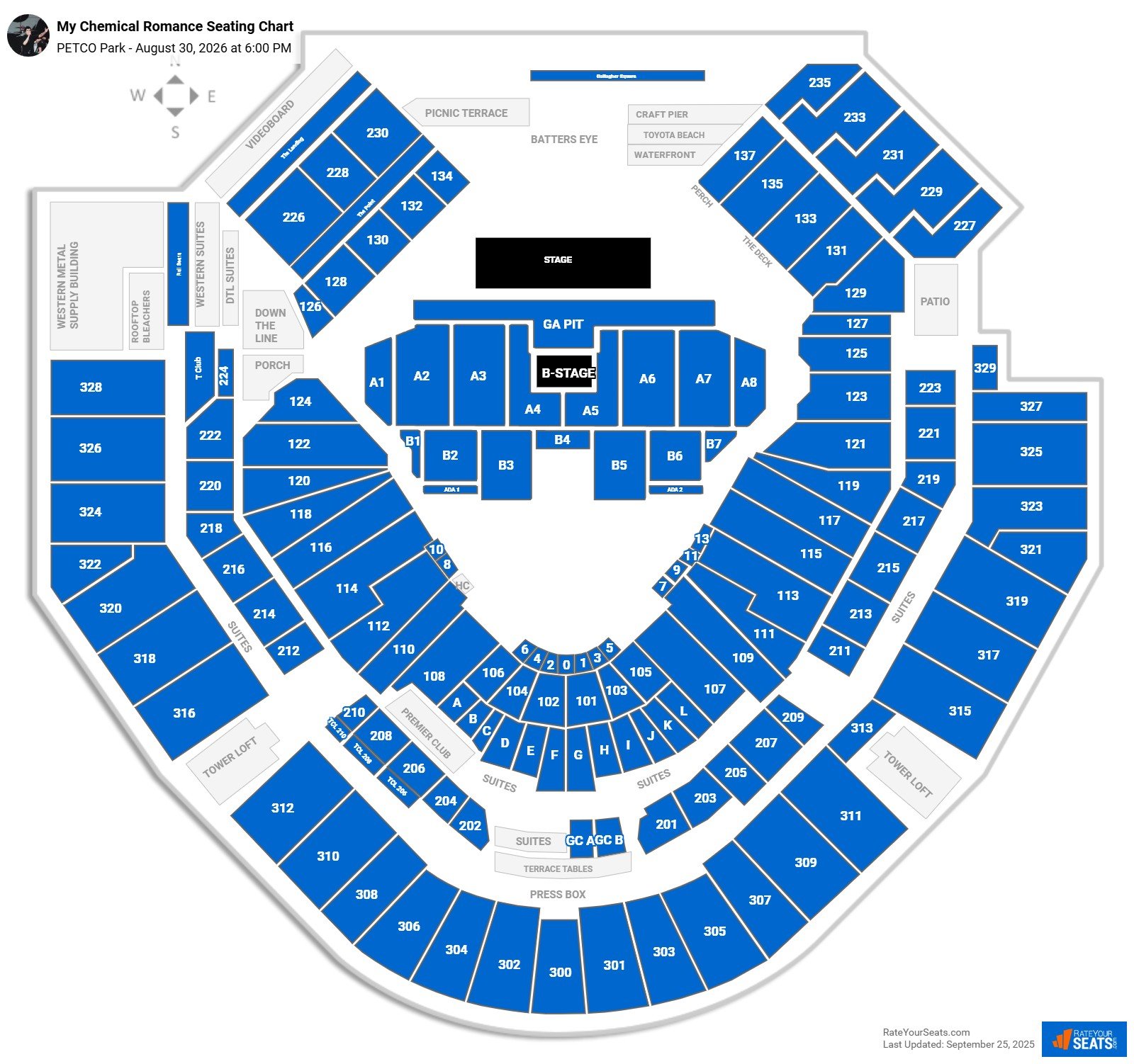 My Chemical Romance seating chart PETCO Park