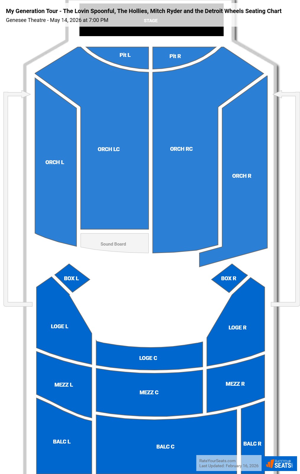My Generation Tour - The Lovin Spoonful, The Hollies, Mitch Ryder and the Detroit Wheels seating chart Genesee Theatre