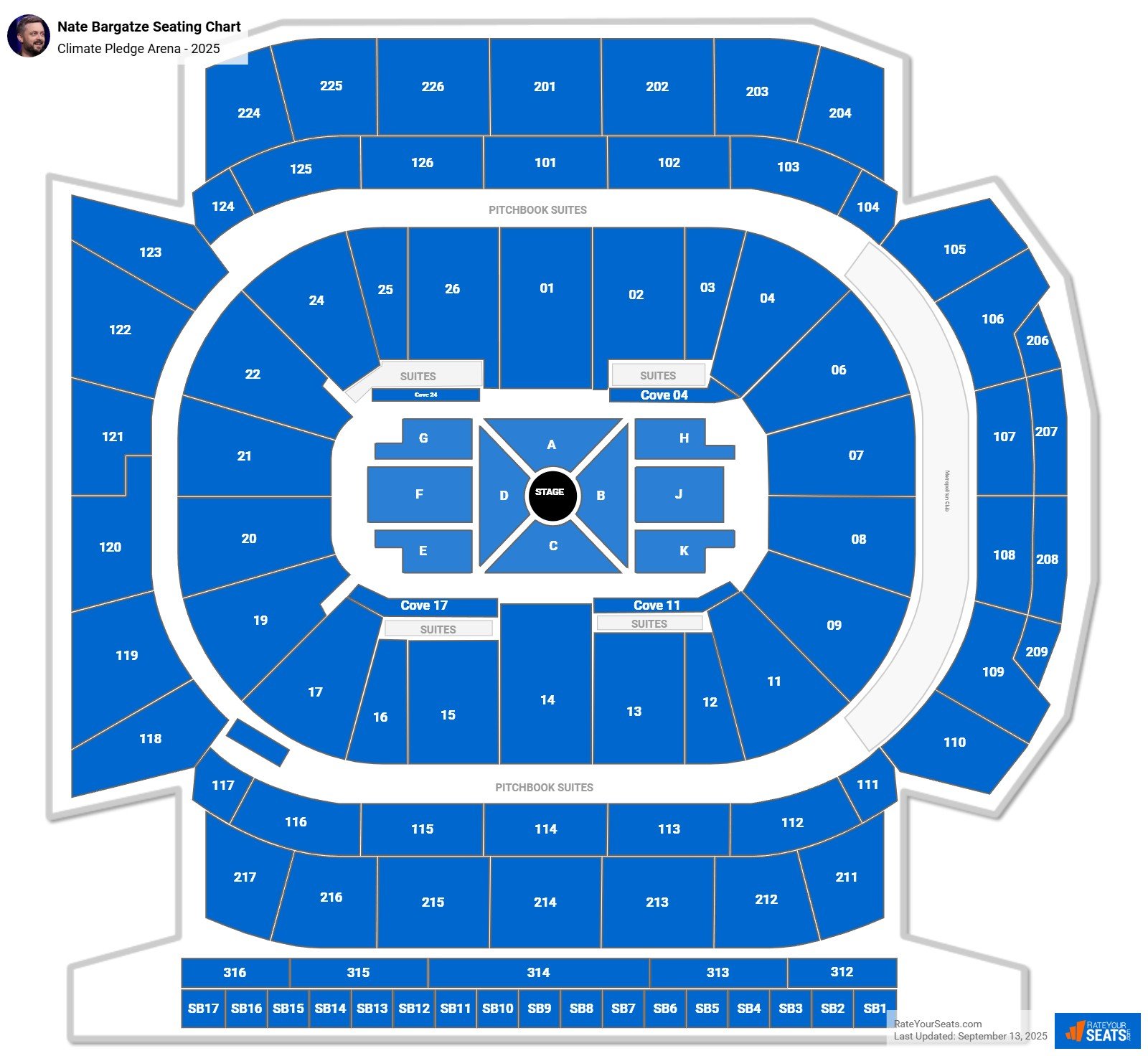Nate Bargatze seating chart Climate Pledge Arena
