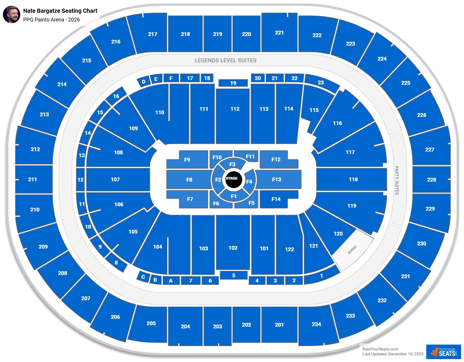 Nate Bargatze seating chart PPG Paints Arena