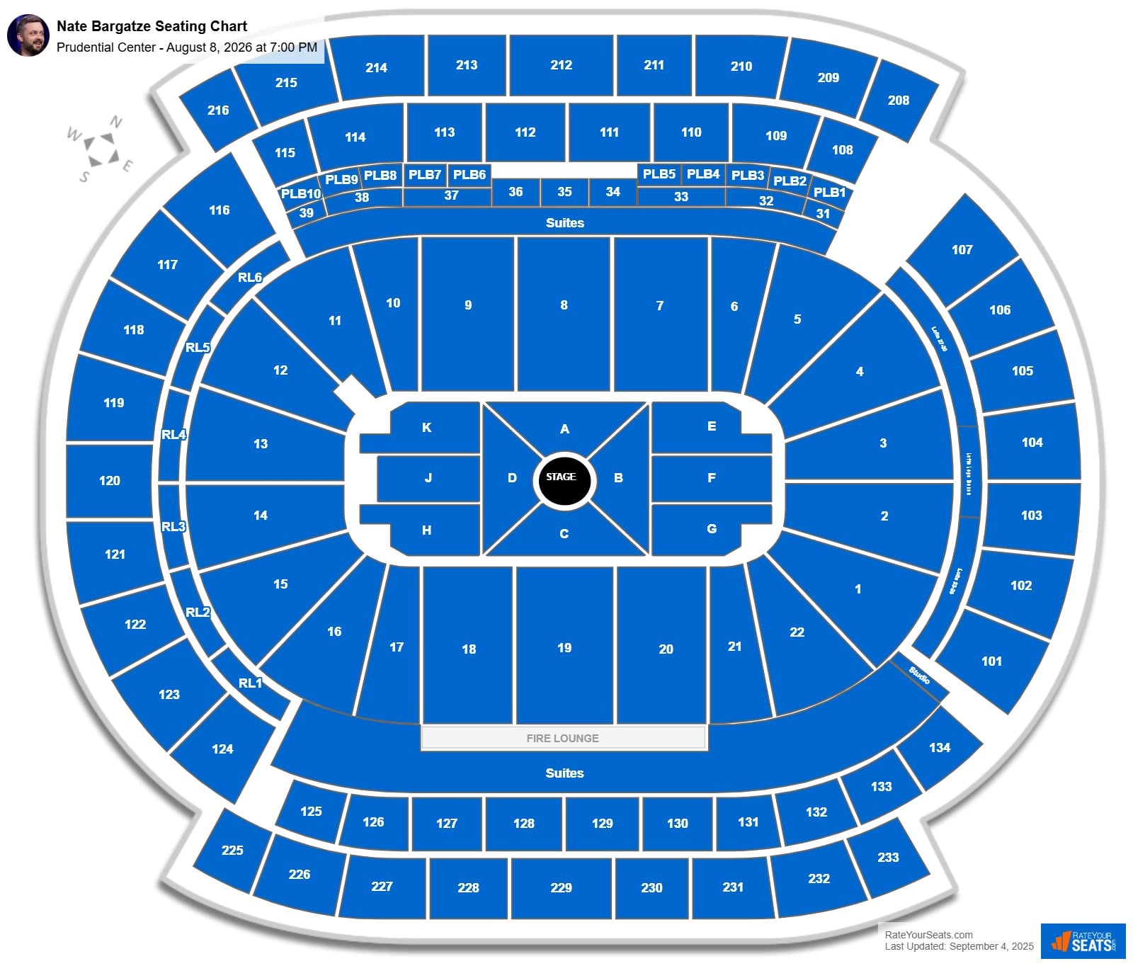 Nate Bargatze seating chart Prudential Center