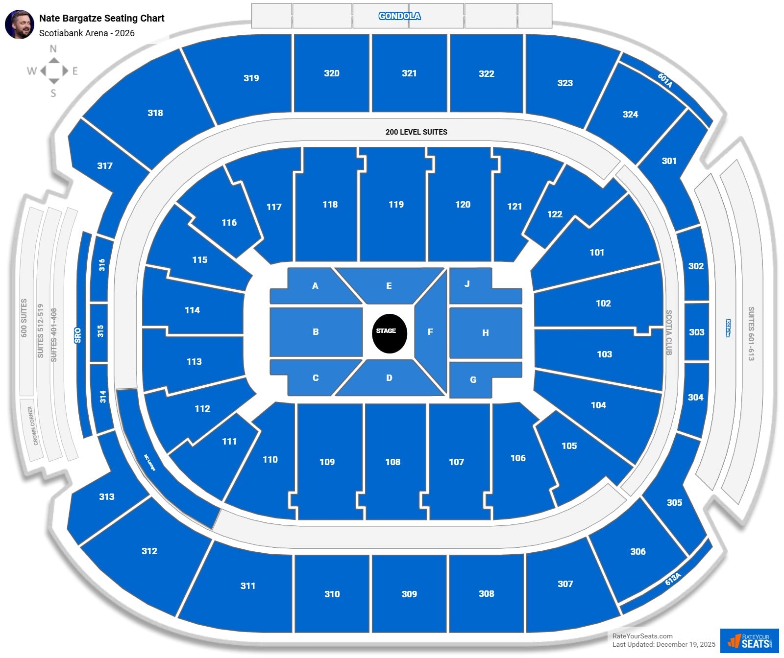 Nate Bargatze seating chart Scotiabank Arena