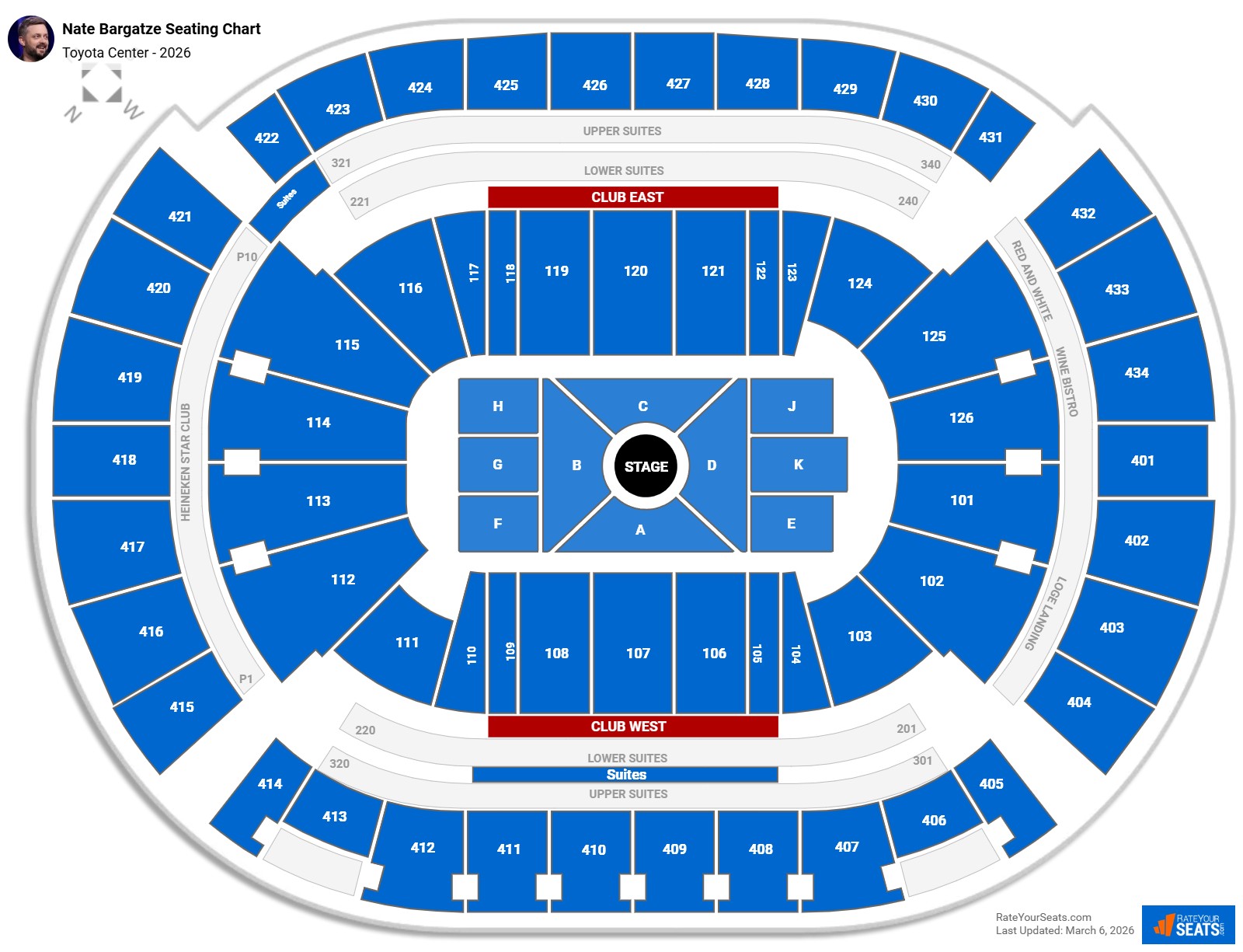 Nate Bargatze seating chart Toyota Center
