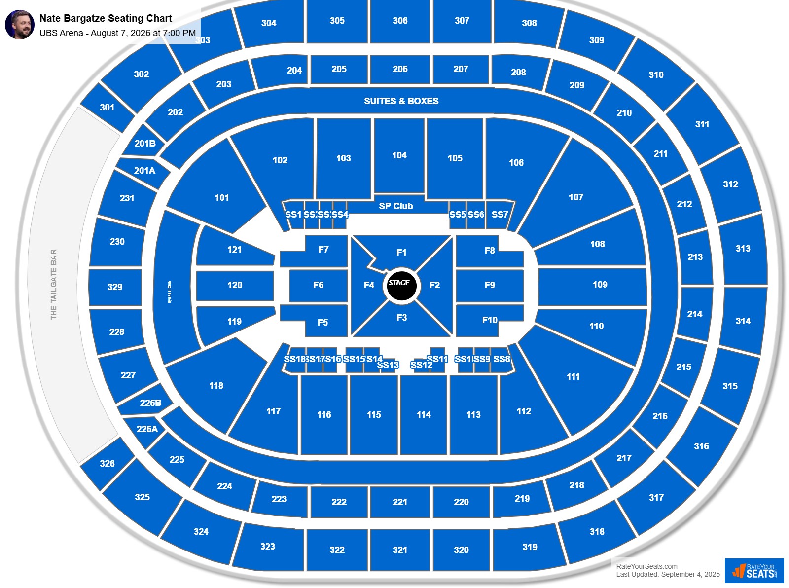 Nate Bargatze seating chart UBS Arena