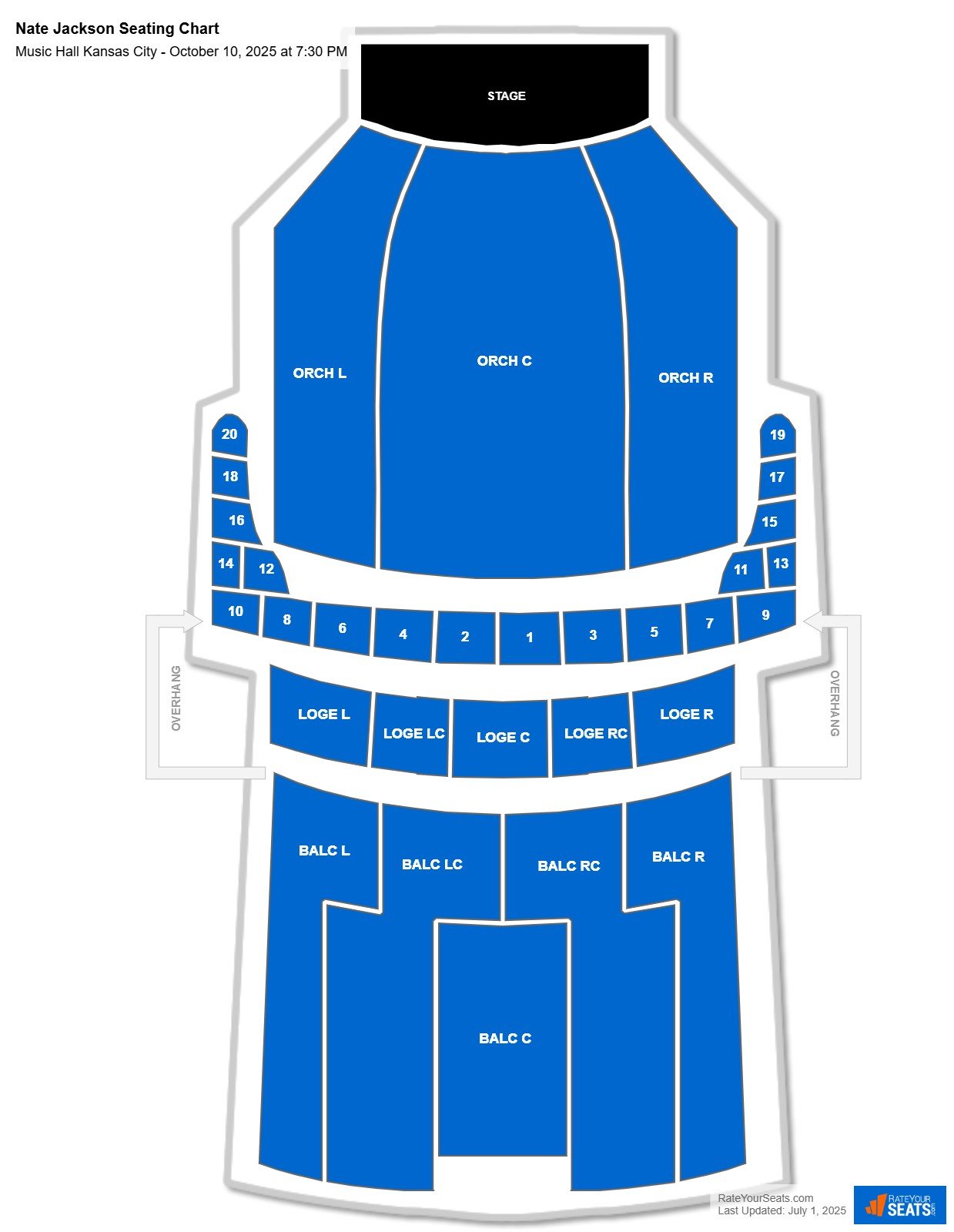Nate Jackson seating chart Music Hall Kansas City