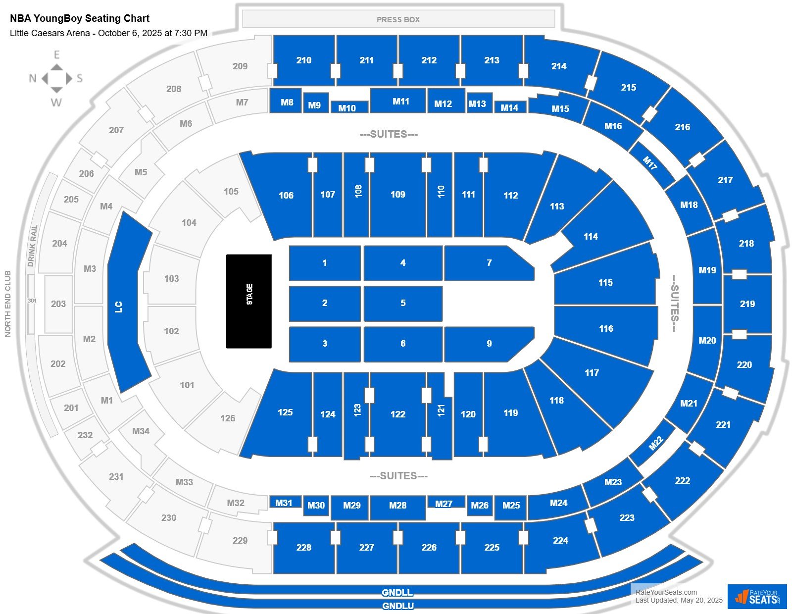 NBA YoungBoy seating chart Little Caesars Arena