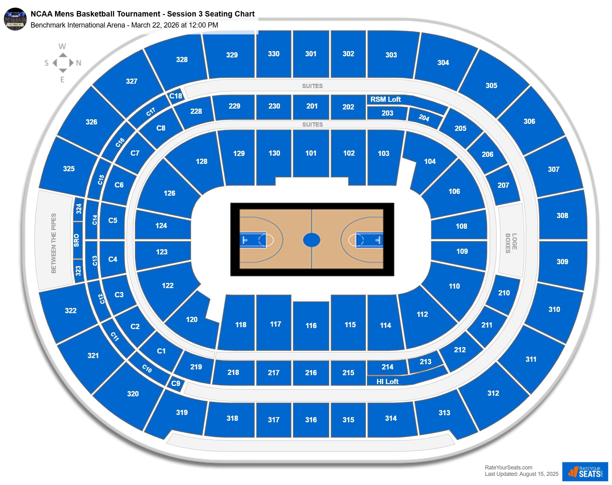 NCAA Mens Basketball Tournament - Session 3 seating chart Benchmark International Arena