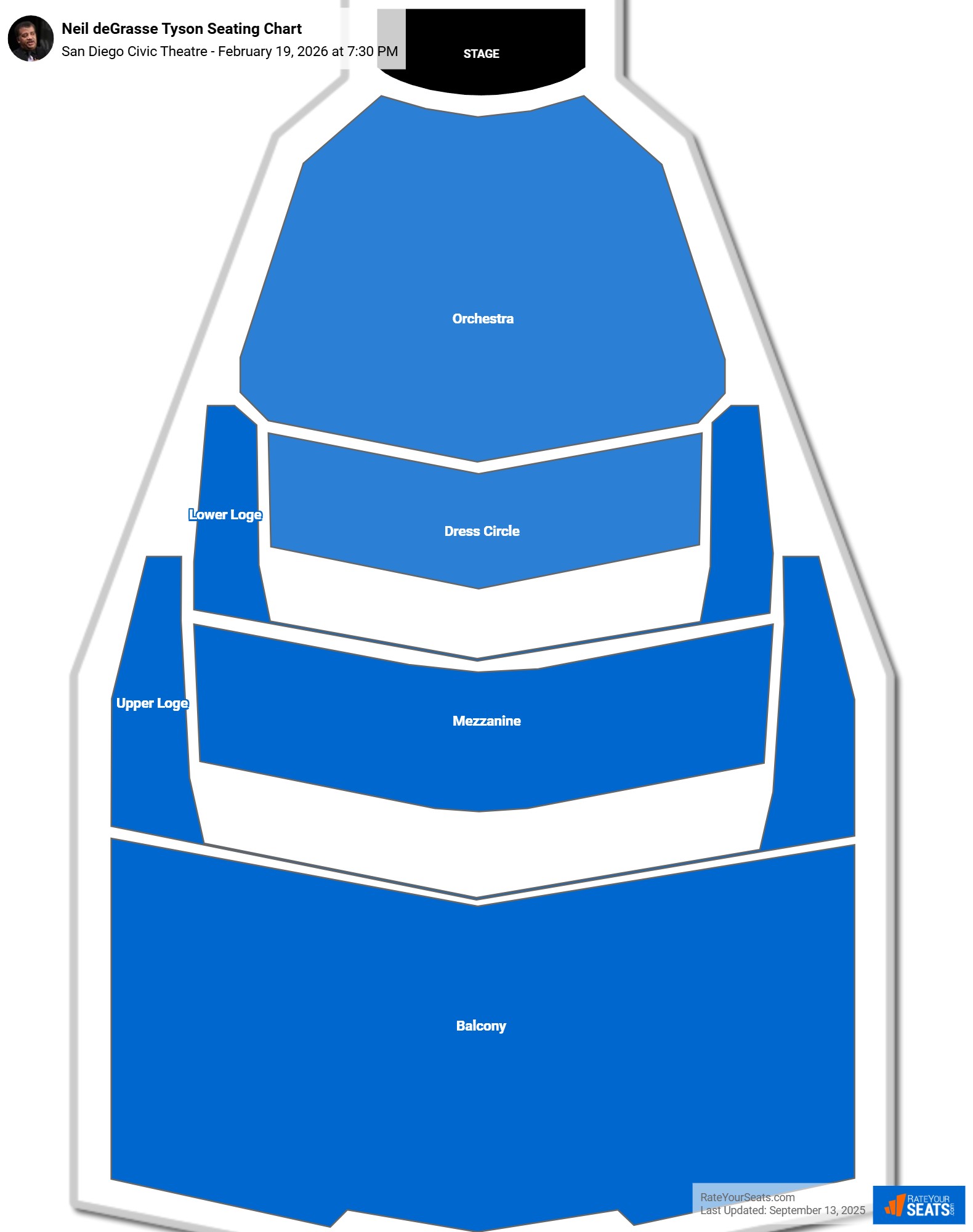 Neil deGrasse Tyson seating chart San Diego Civic Theatre