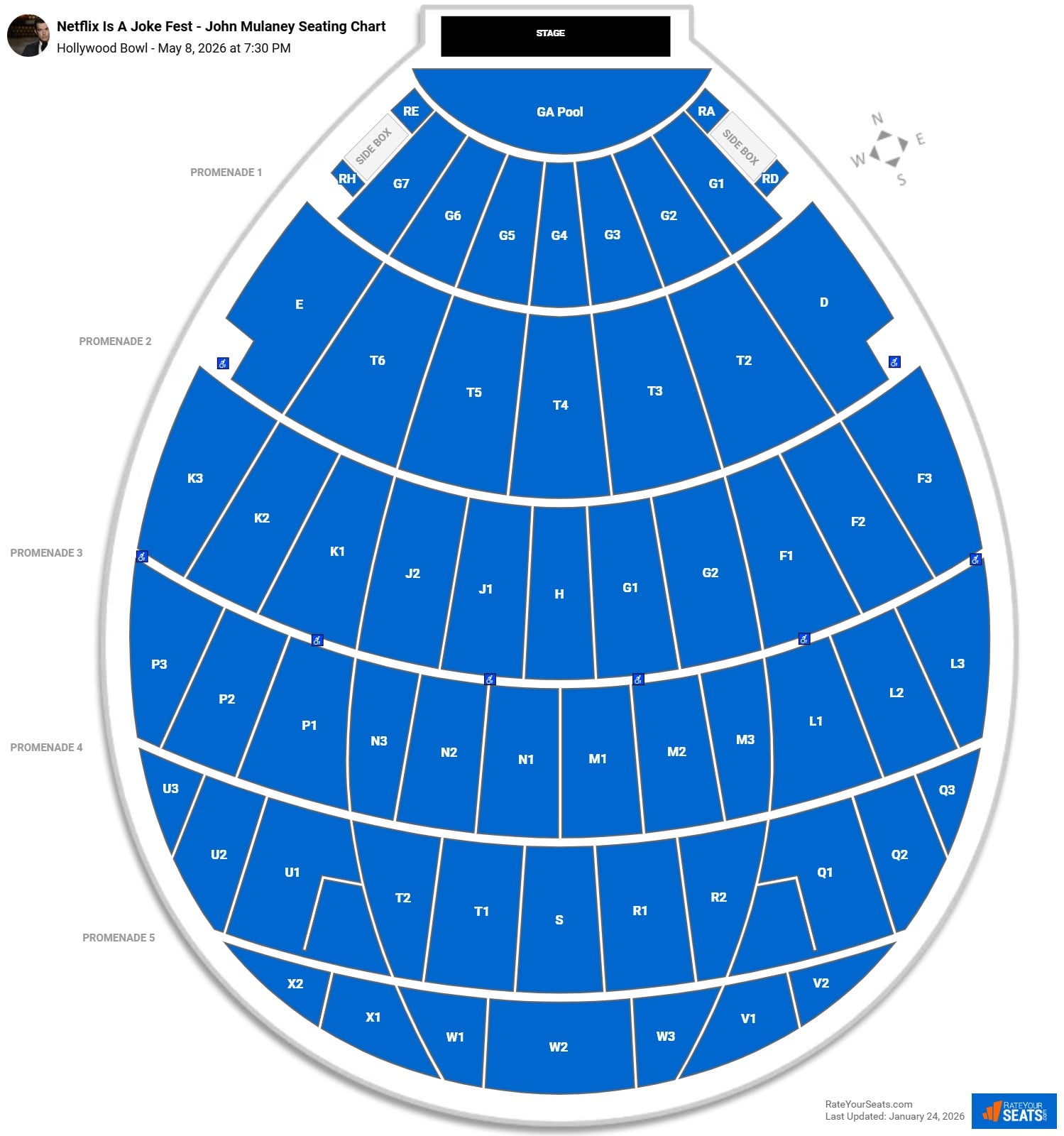 Netflix Is A Joke Fest - John Mulaney seating chart Hollywood Bowl