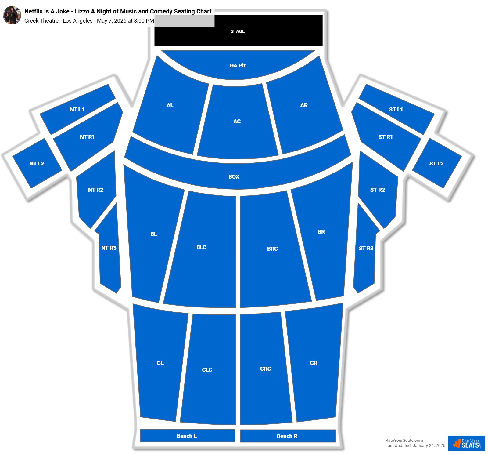 Netflix Is A Joke - Lizzo A Night of Music and Comedy seating chart Greek Theatre - Los Angeles