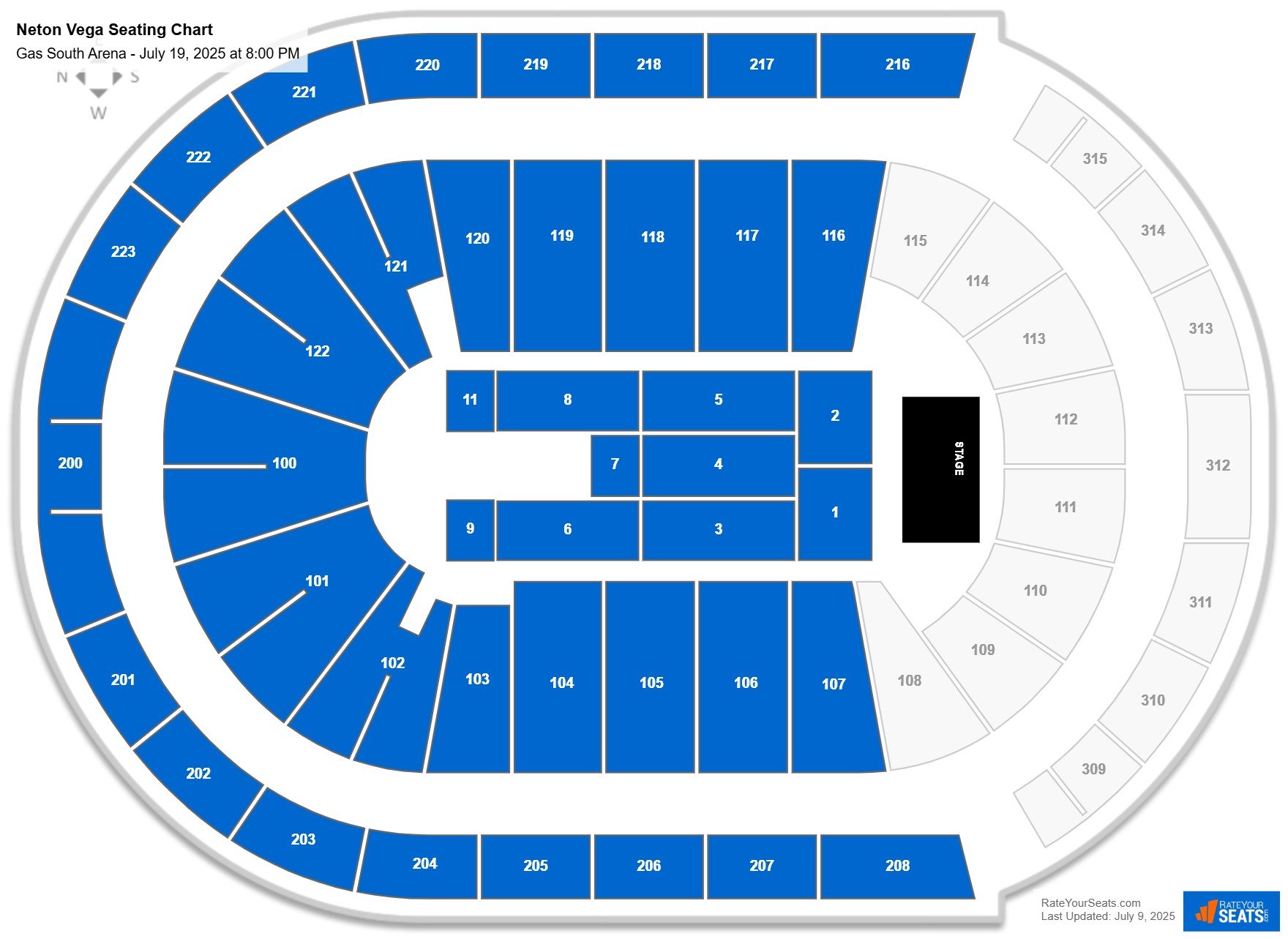 Neton Vega seating chart Gas South Arena