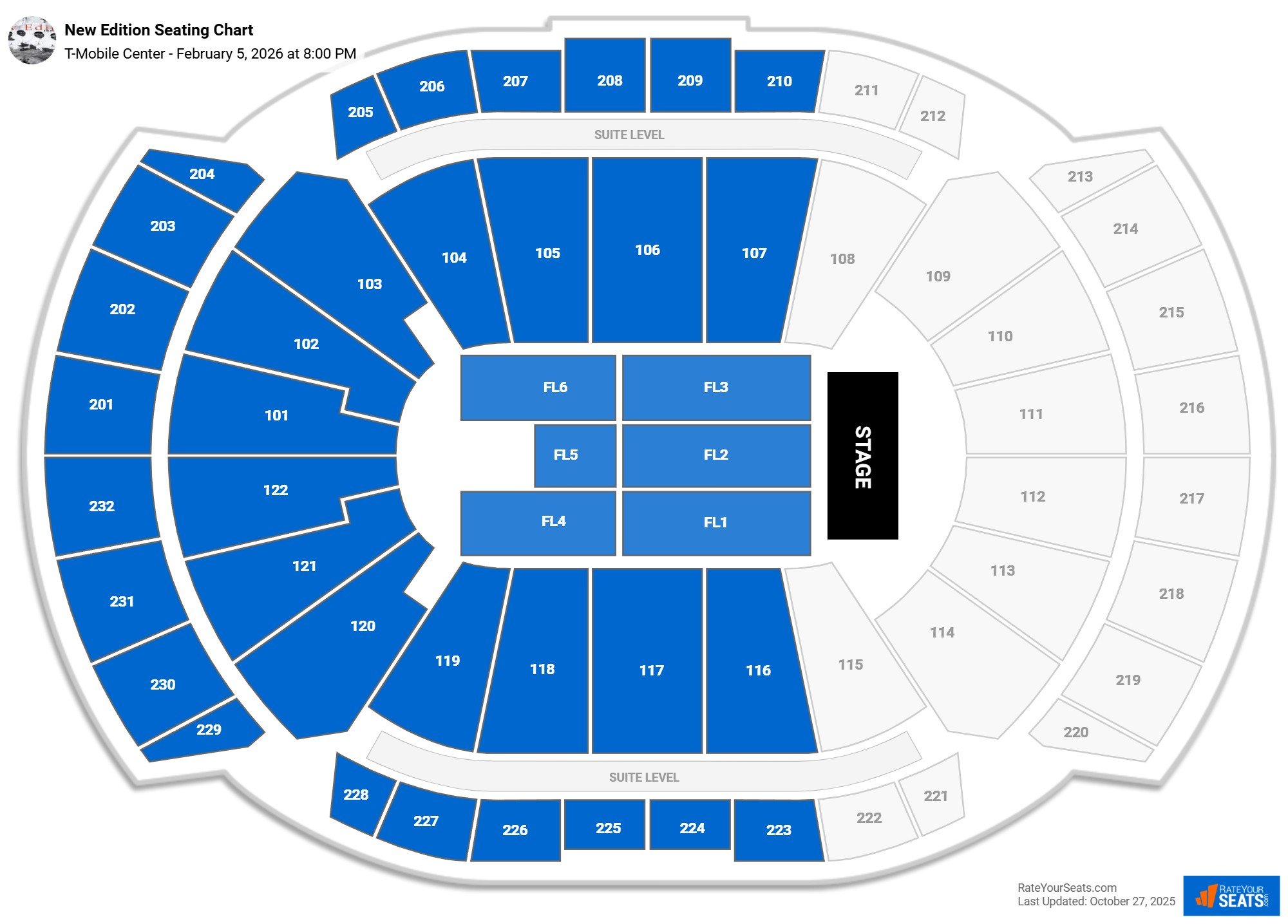 New Edition seating chart T-Mobile Center