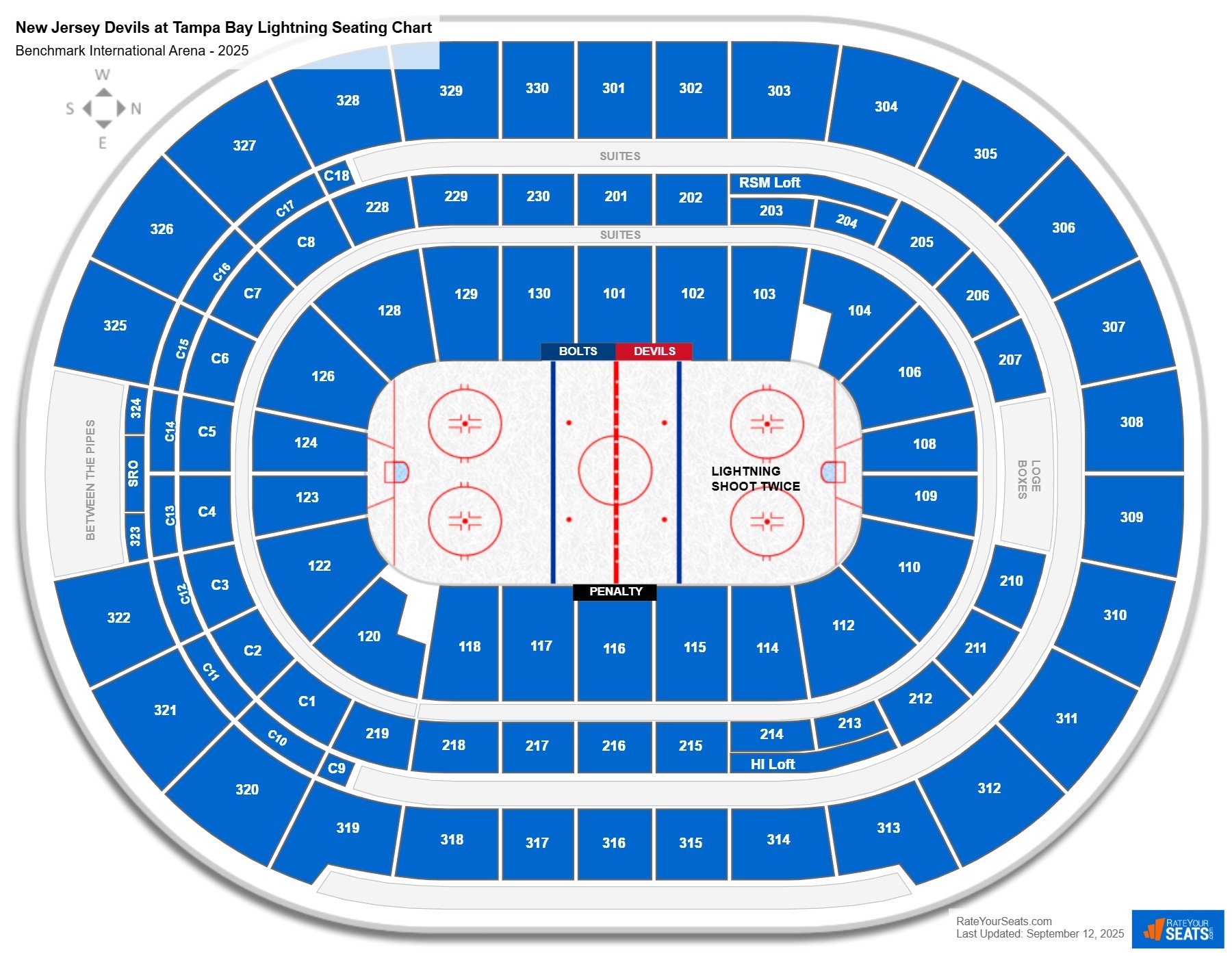 New Jersey Devils at Tampa Bay Lightning seating chart Benchmark International Arena