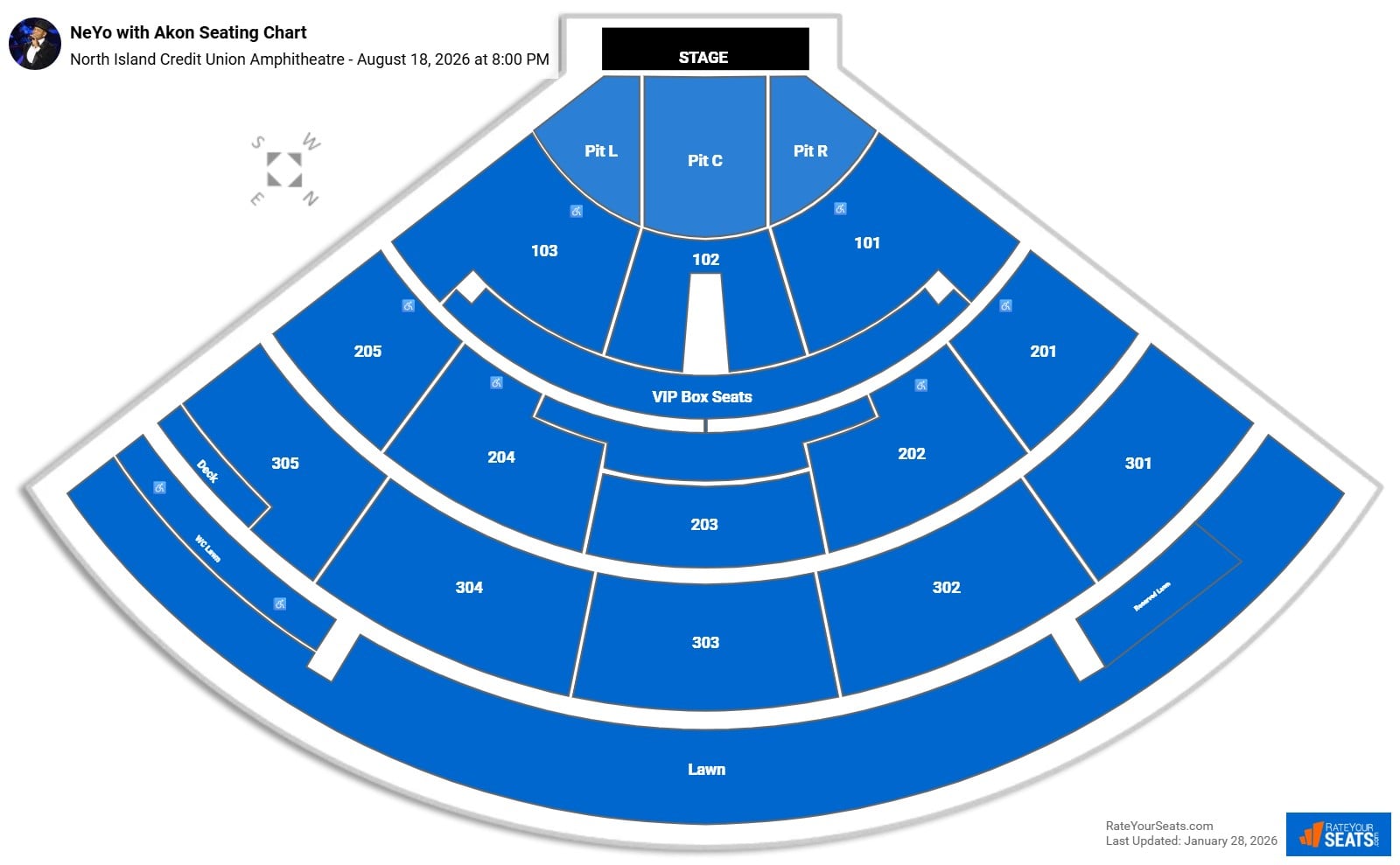 NeYo with Akon seating chart North Island Credit Union Amphitheatre (Chula Vista)