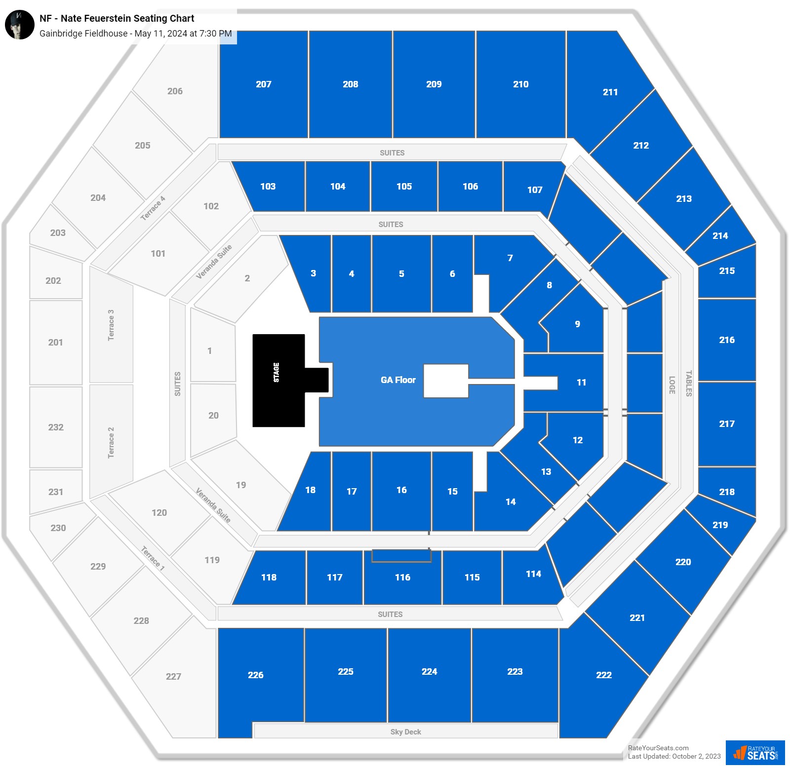 Gainbridge Fieldhouse Concert Seating Chart - RateYourSeats.com