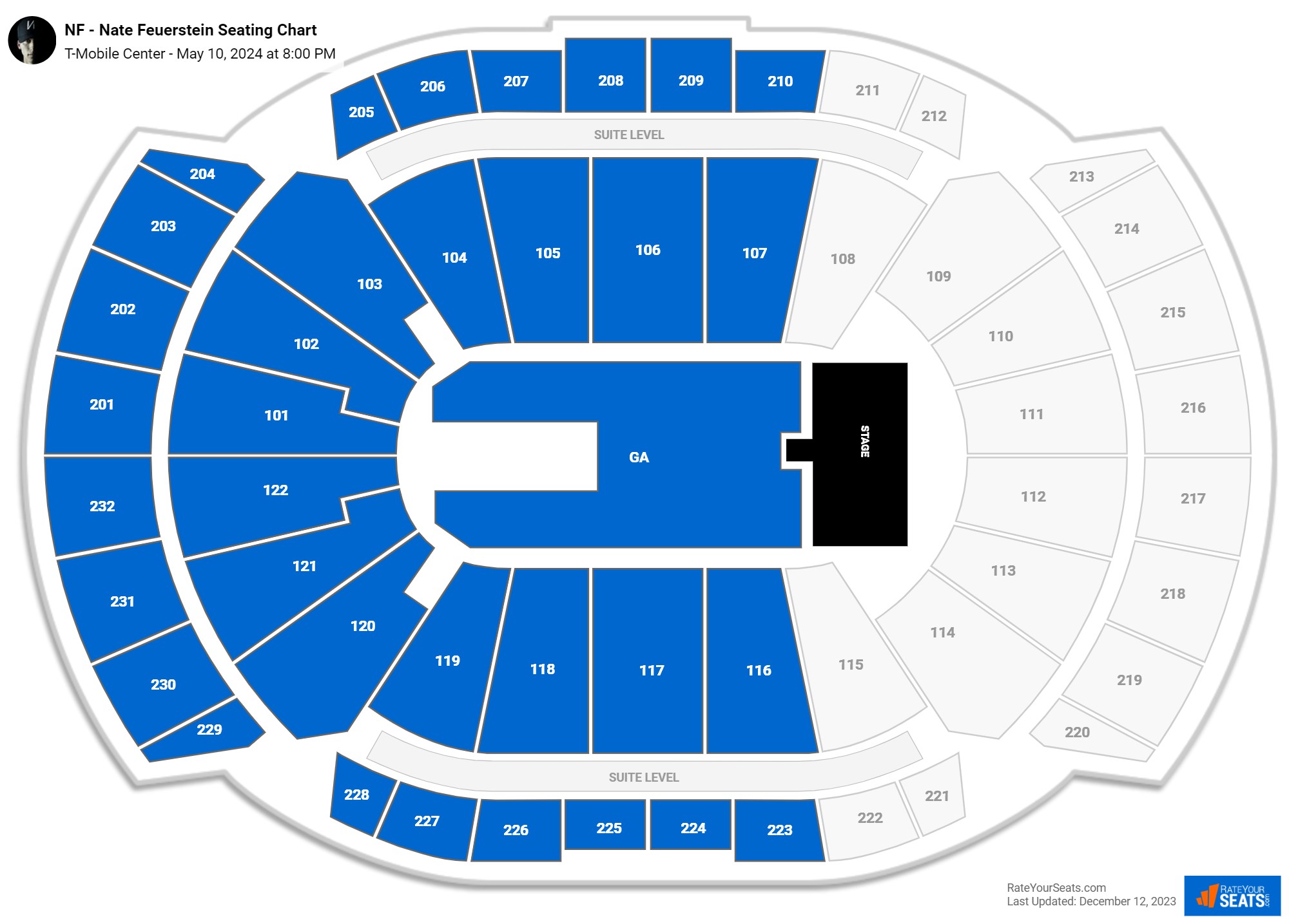 T-Mobile Center Concert Seating Chart - RateYourSeats.com