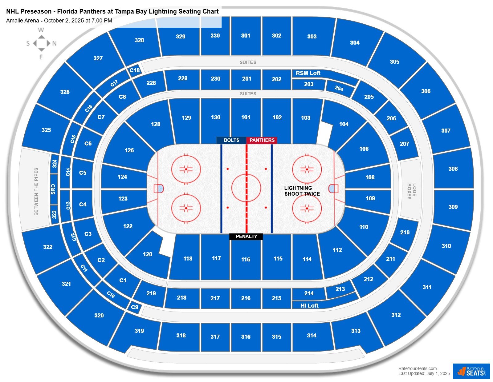 NHL Preseason - Florida Panthers at Tampa Bay Lightning seating chart Amalie Arena
