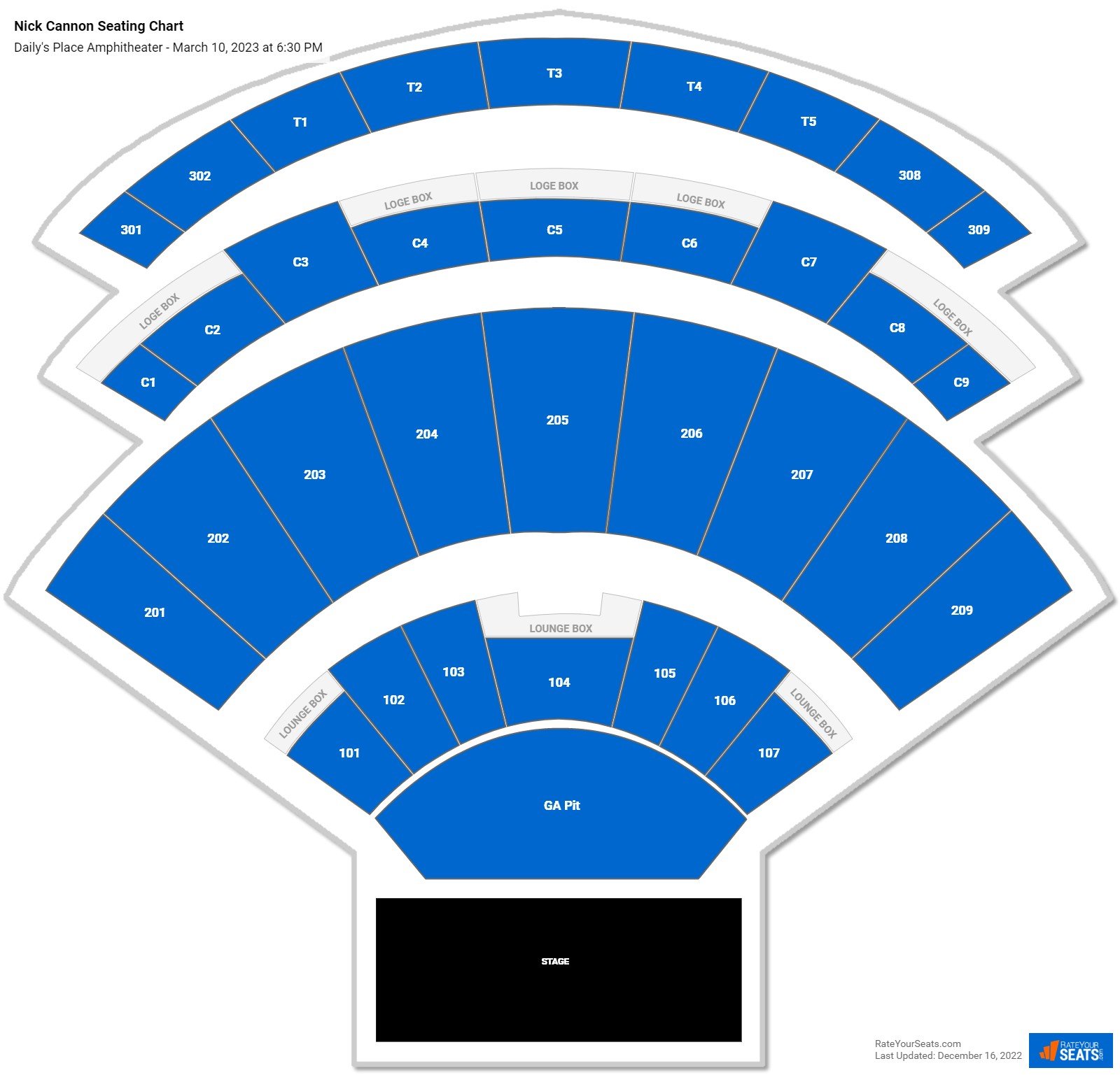 Daily's Place Amphitheater Seating Chart