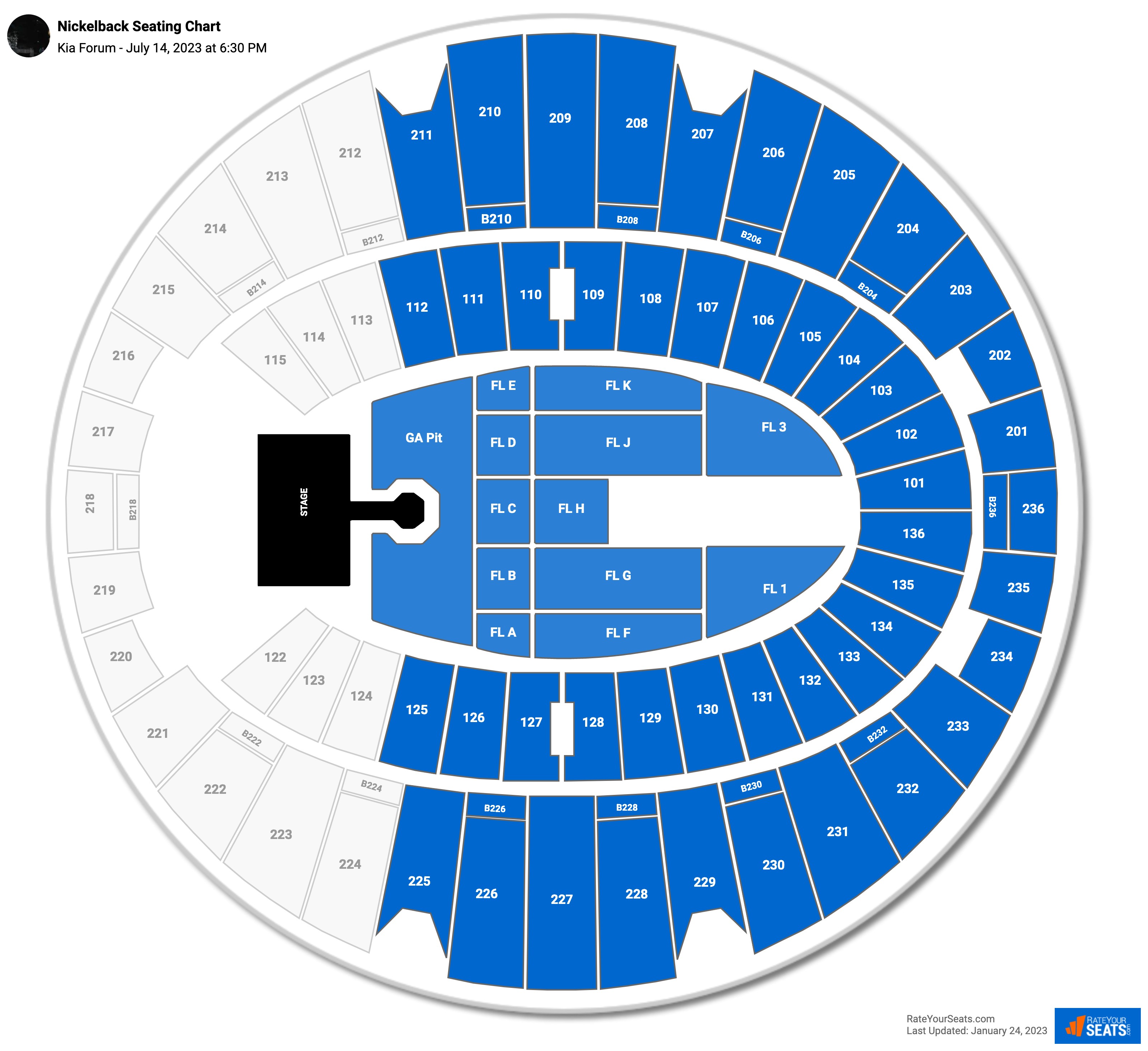 Great Western Forum Seating Chart For Concerts Elcho Table