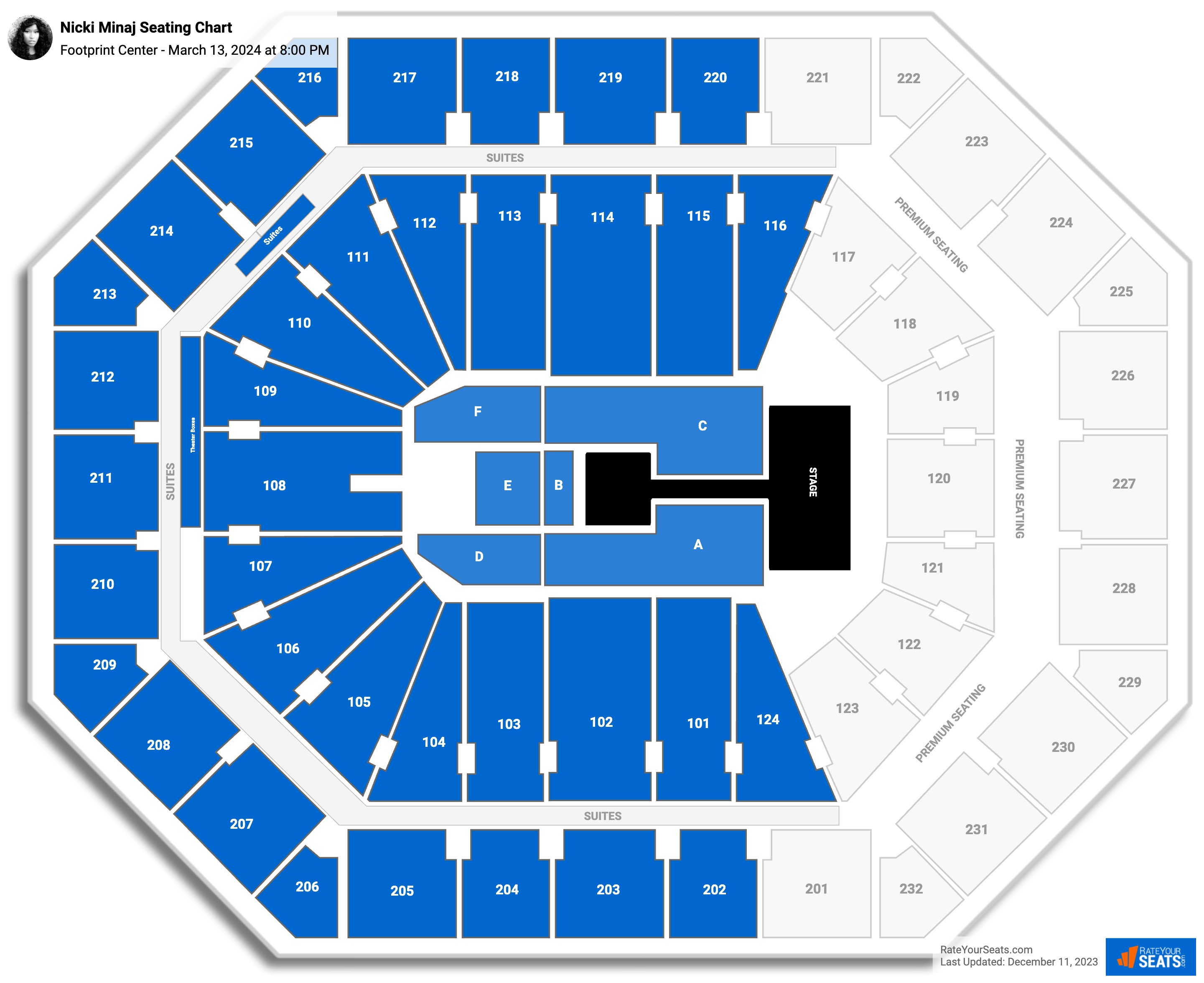 Footprint Center Concert Seating Chart - RateYourSeats.com