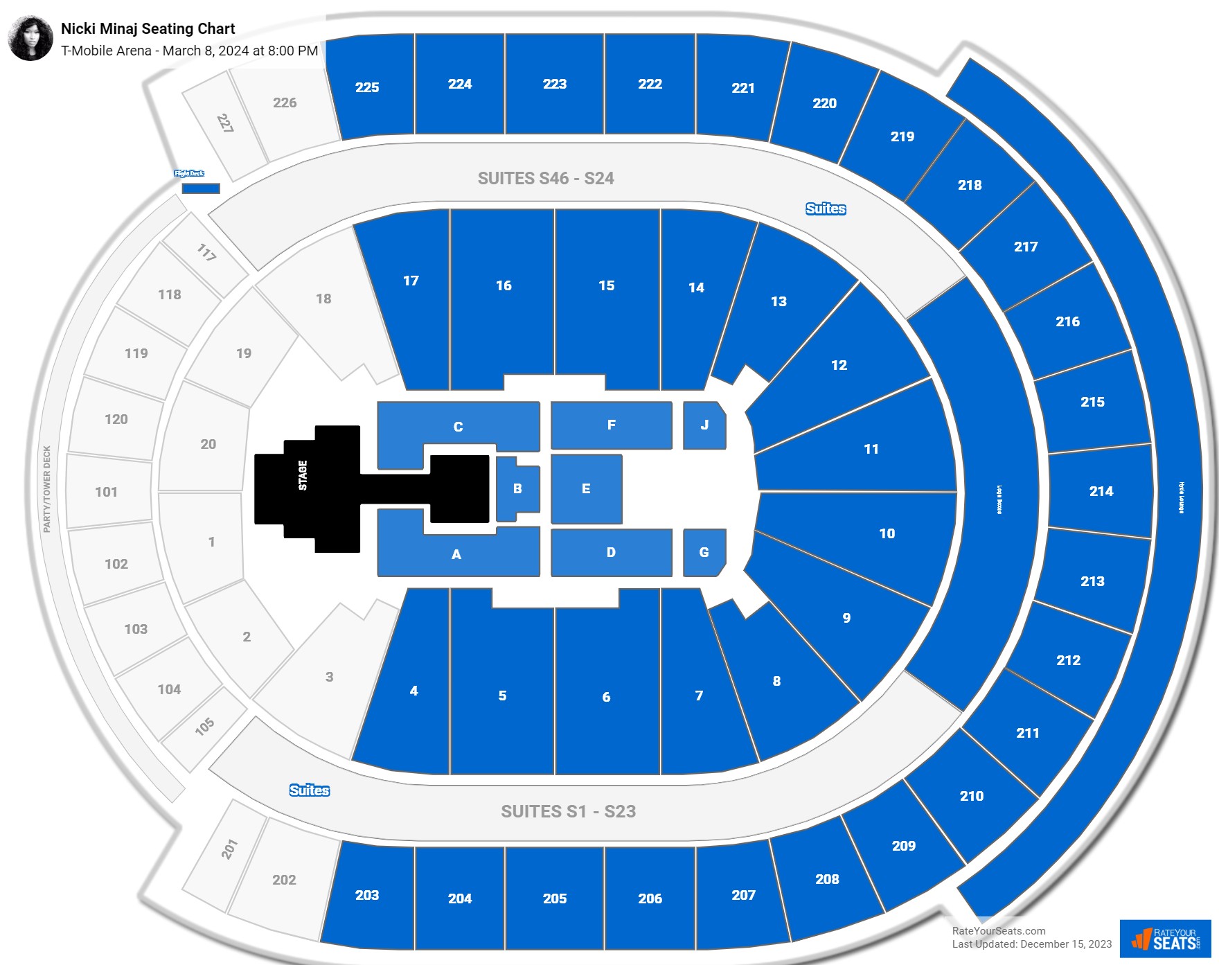 T-Mobile Arena Concert Seating Chart - RateYourSeats.com