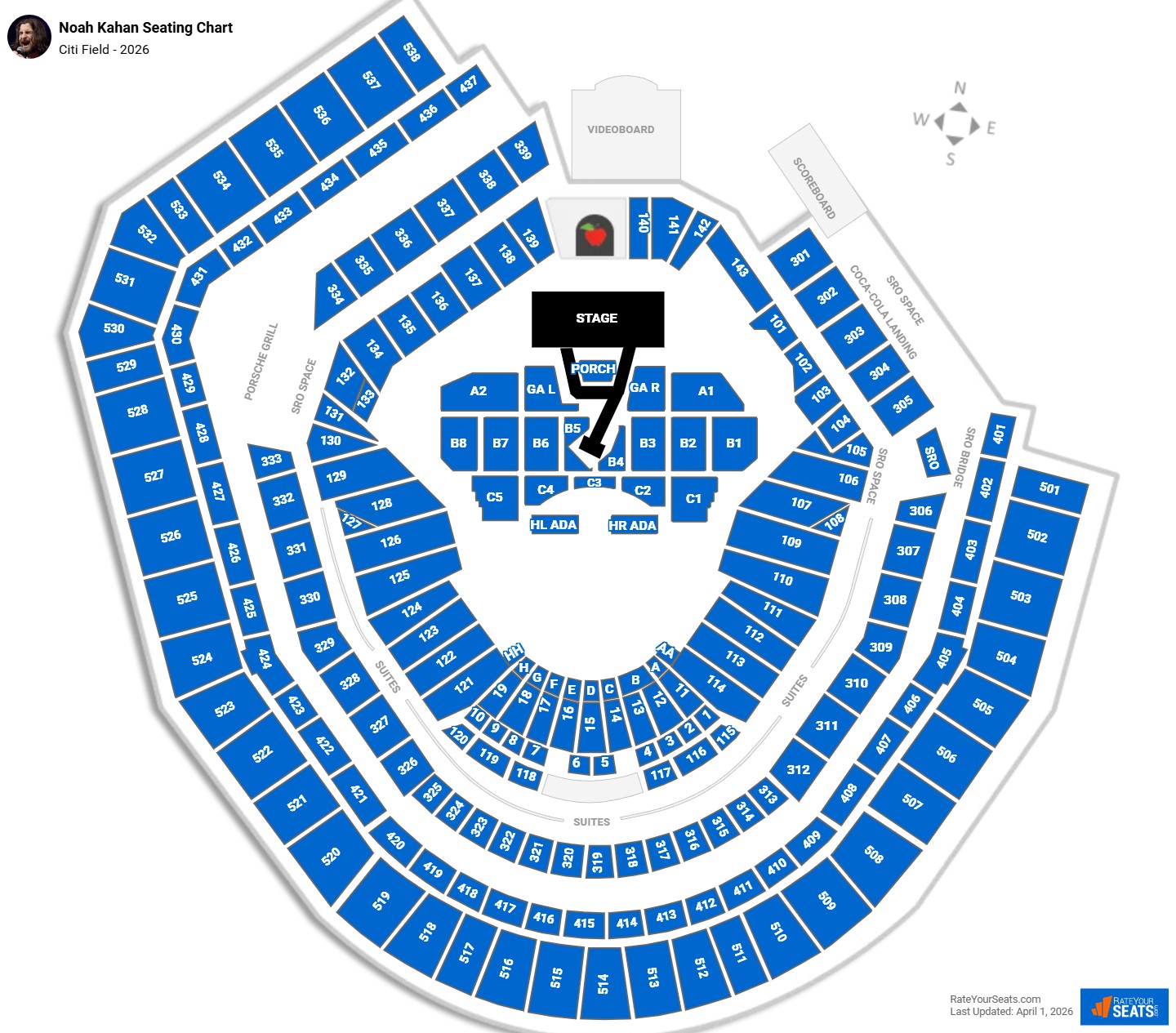 Noah Kahan seating chart Citi Field