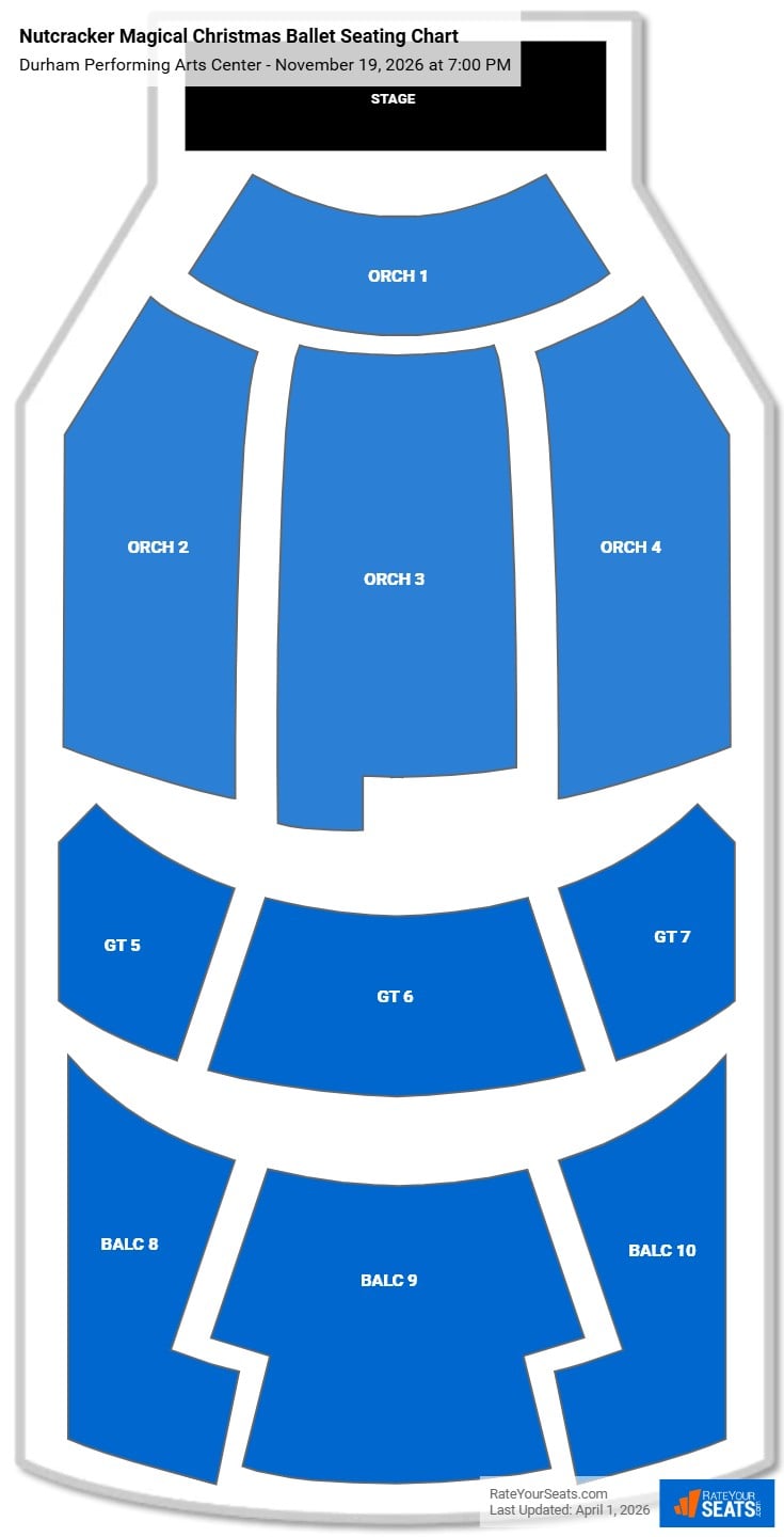 Nutcracker Magical Christmas Ballet seating chart Durham Performing Arts Center